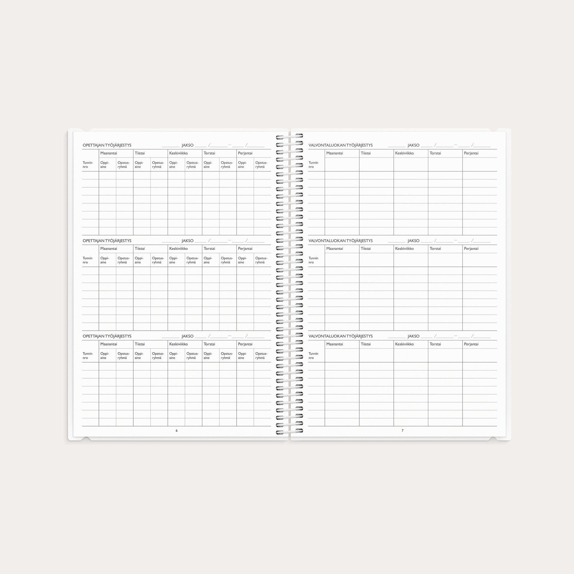 Opettajan tuntimuistio A5 26/27 – detail view