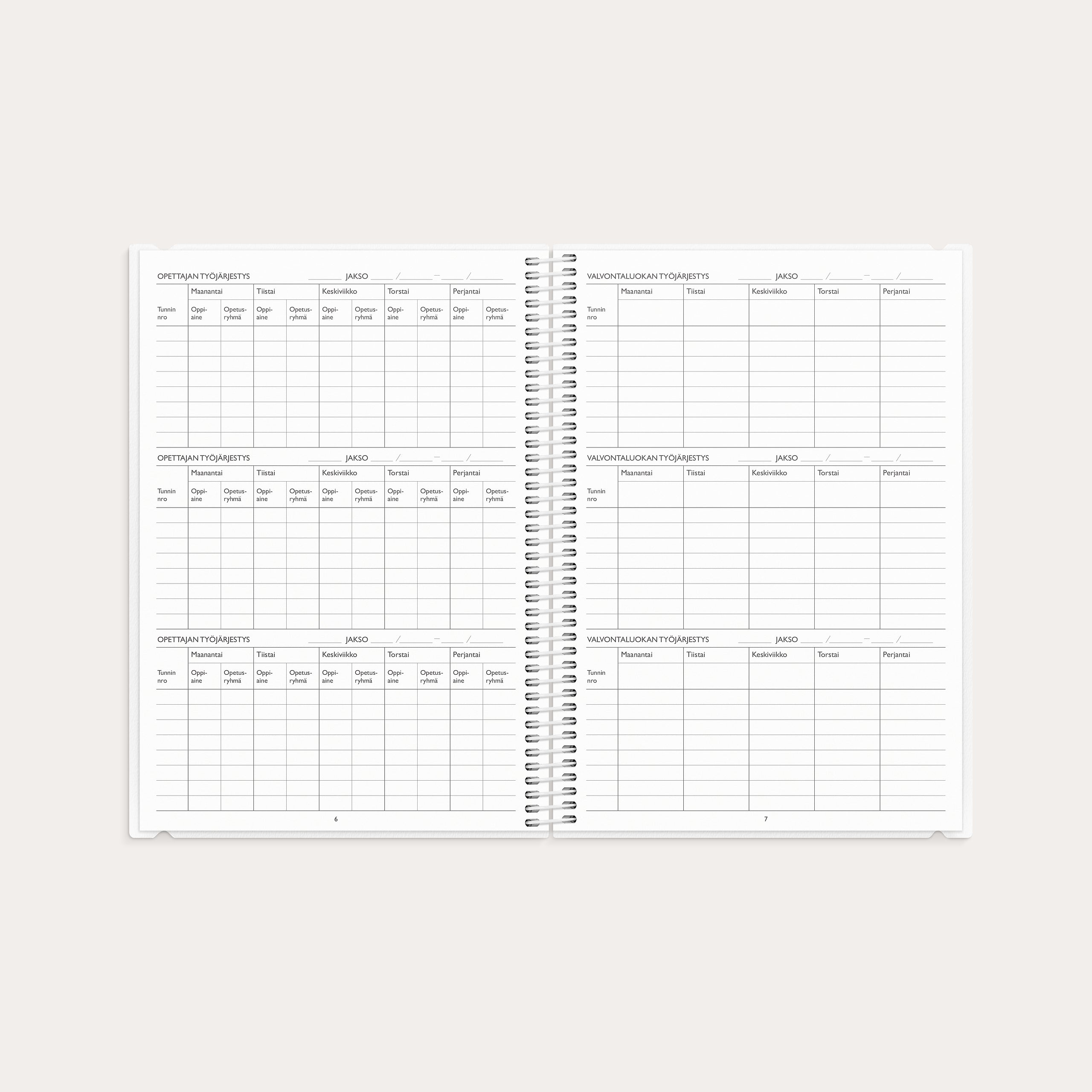 Opettajan tuntimuistio A5 26/27 – detail view