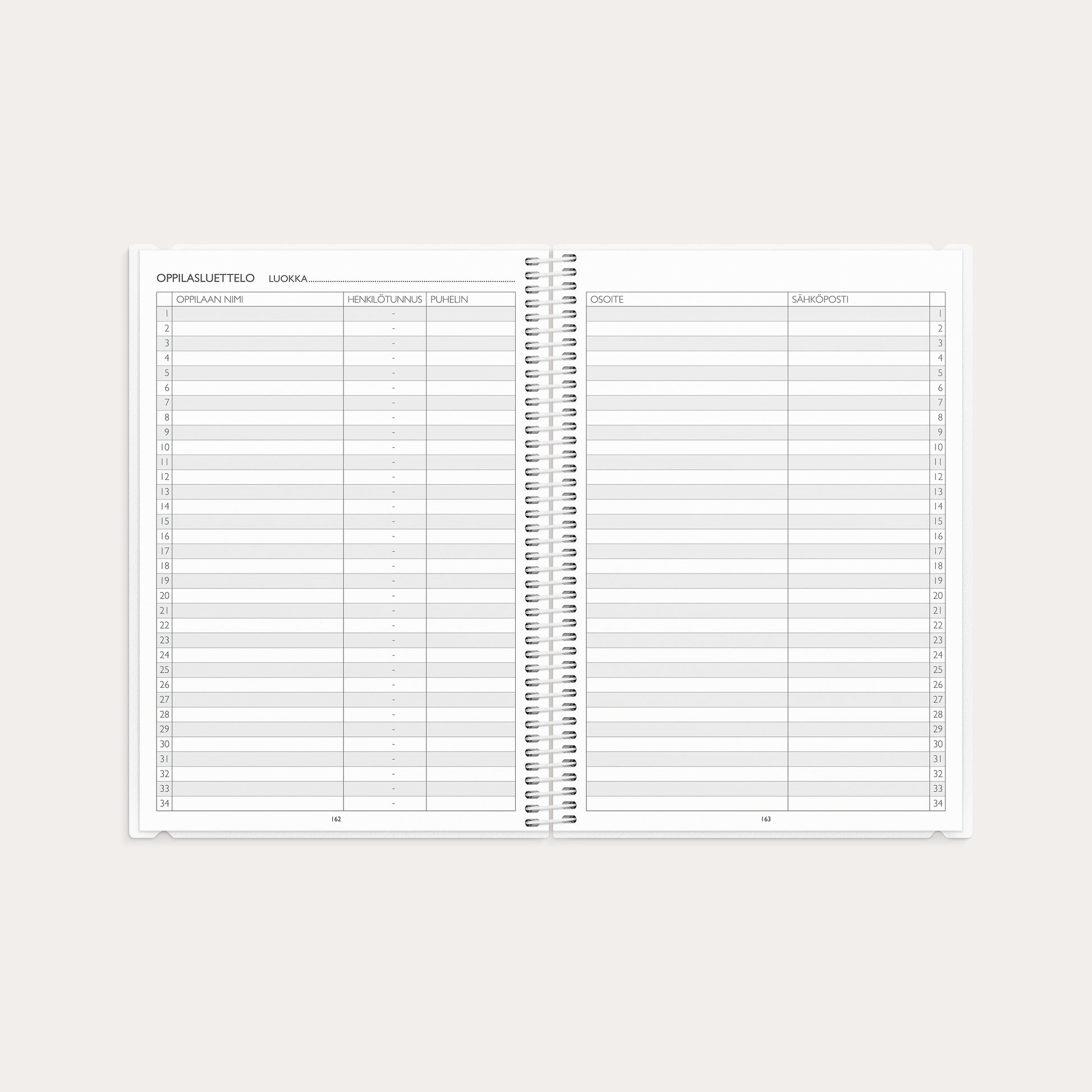 Opettajan tuntimuistio A5 26/27 – detail view