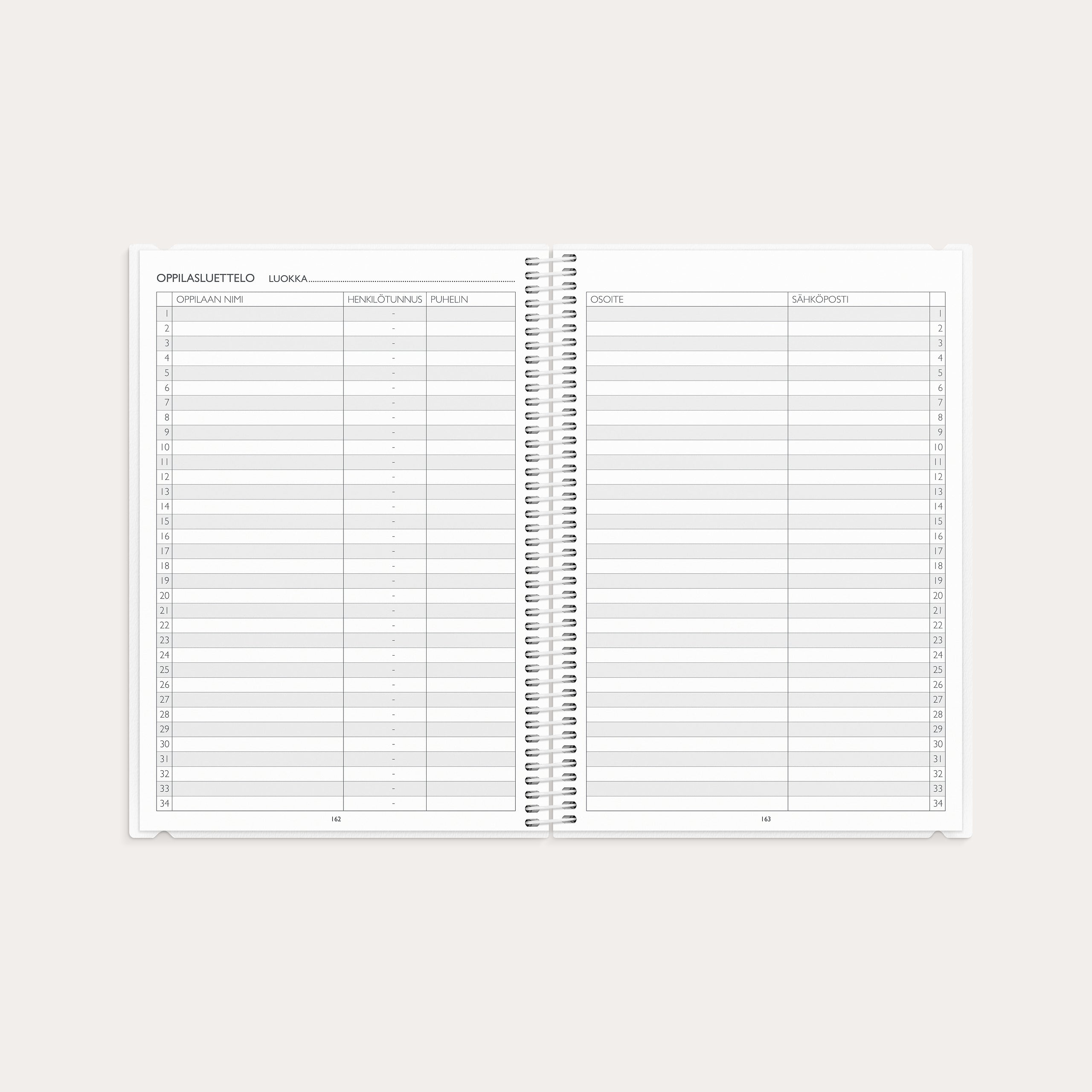 Opettajan tuntimuistio A5 26/27 – detail view