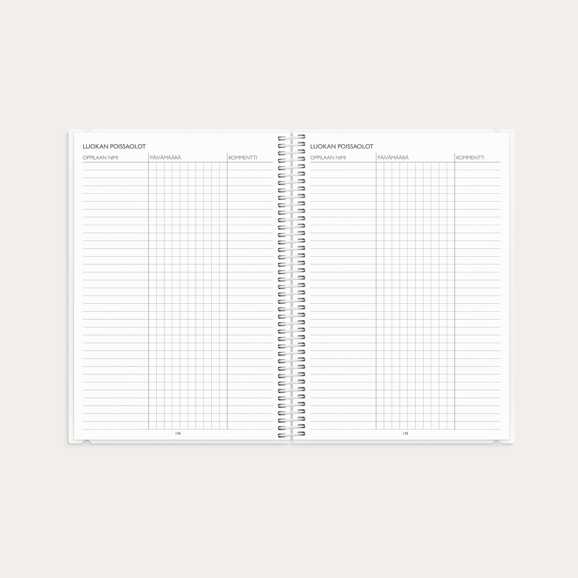 Opettajan tuntimuistio A5 26/27 – detail view