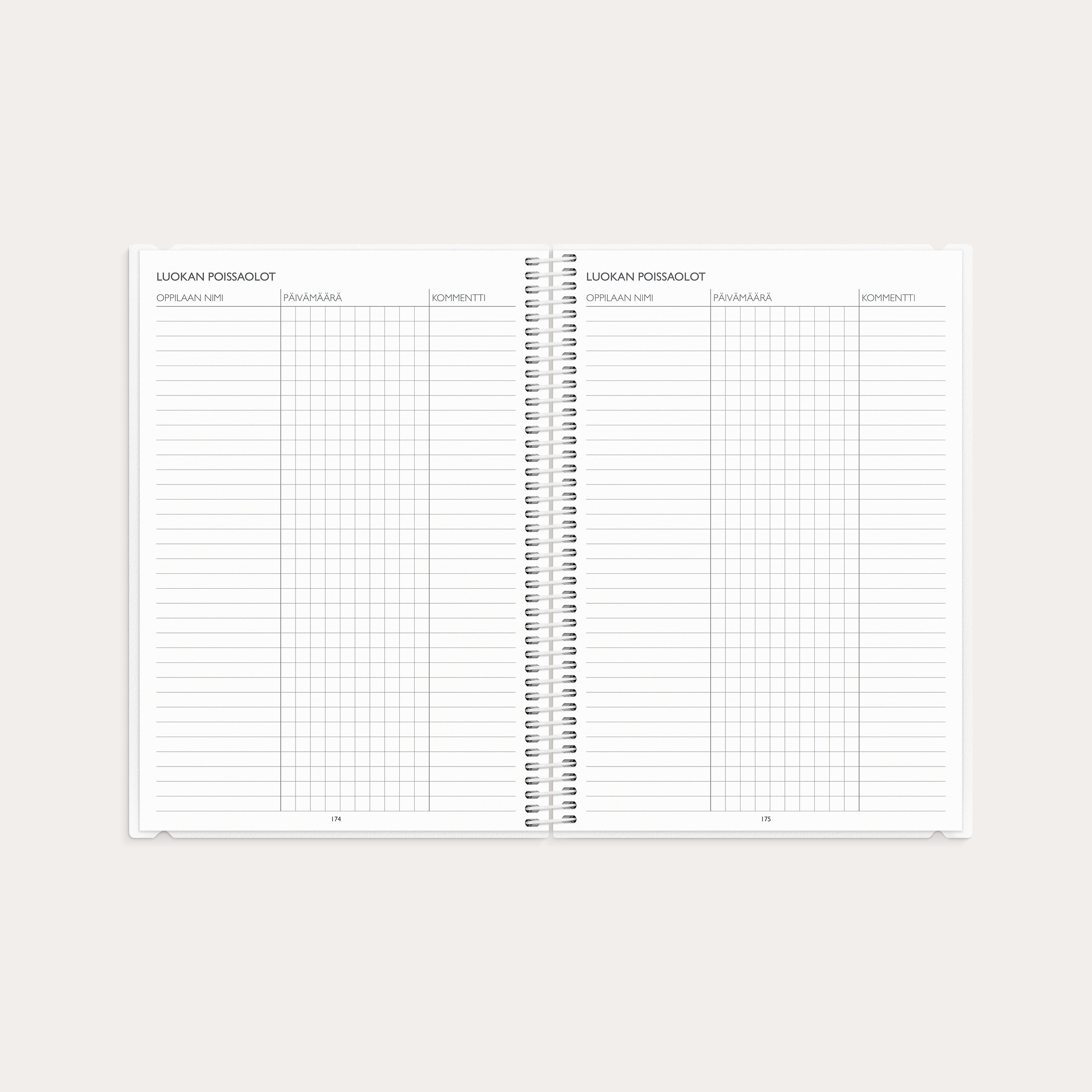 Opettajan tuntimuistio A5 26/27 – detail view