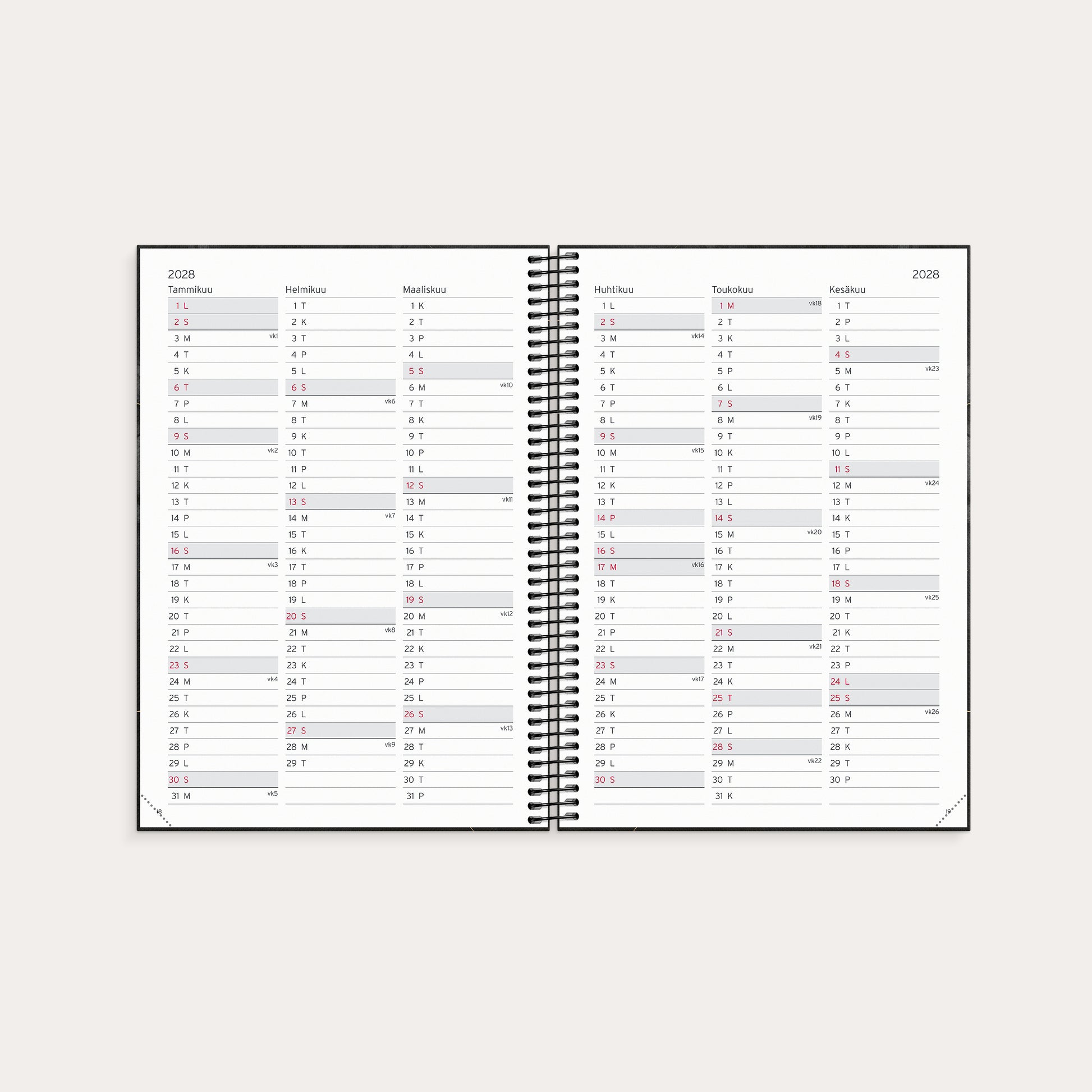 Opettajan suunnitelmakalenteri B5 26/27 – detail view