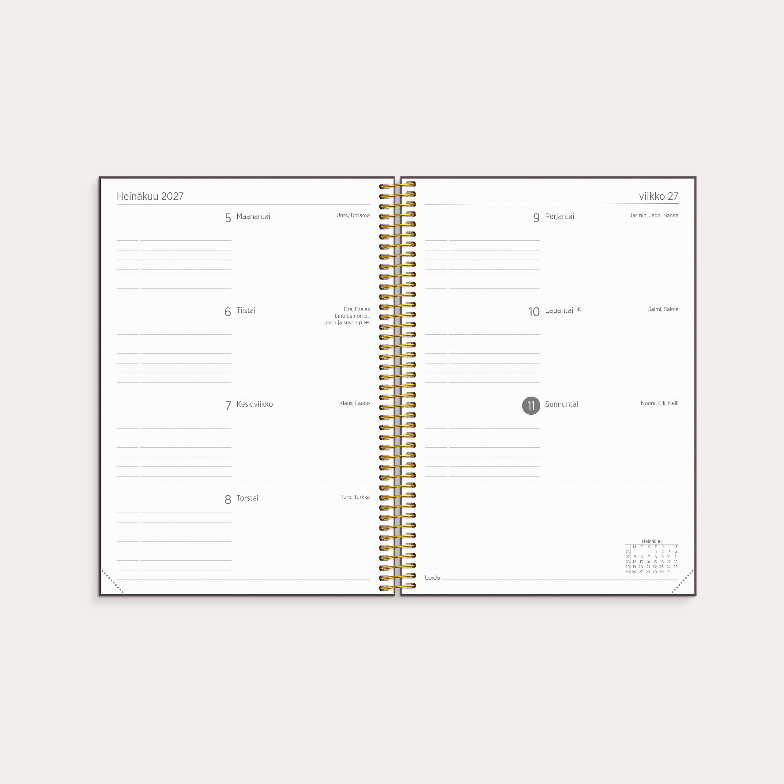 Organizer & Notes A5 26/27 viininpunainen