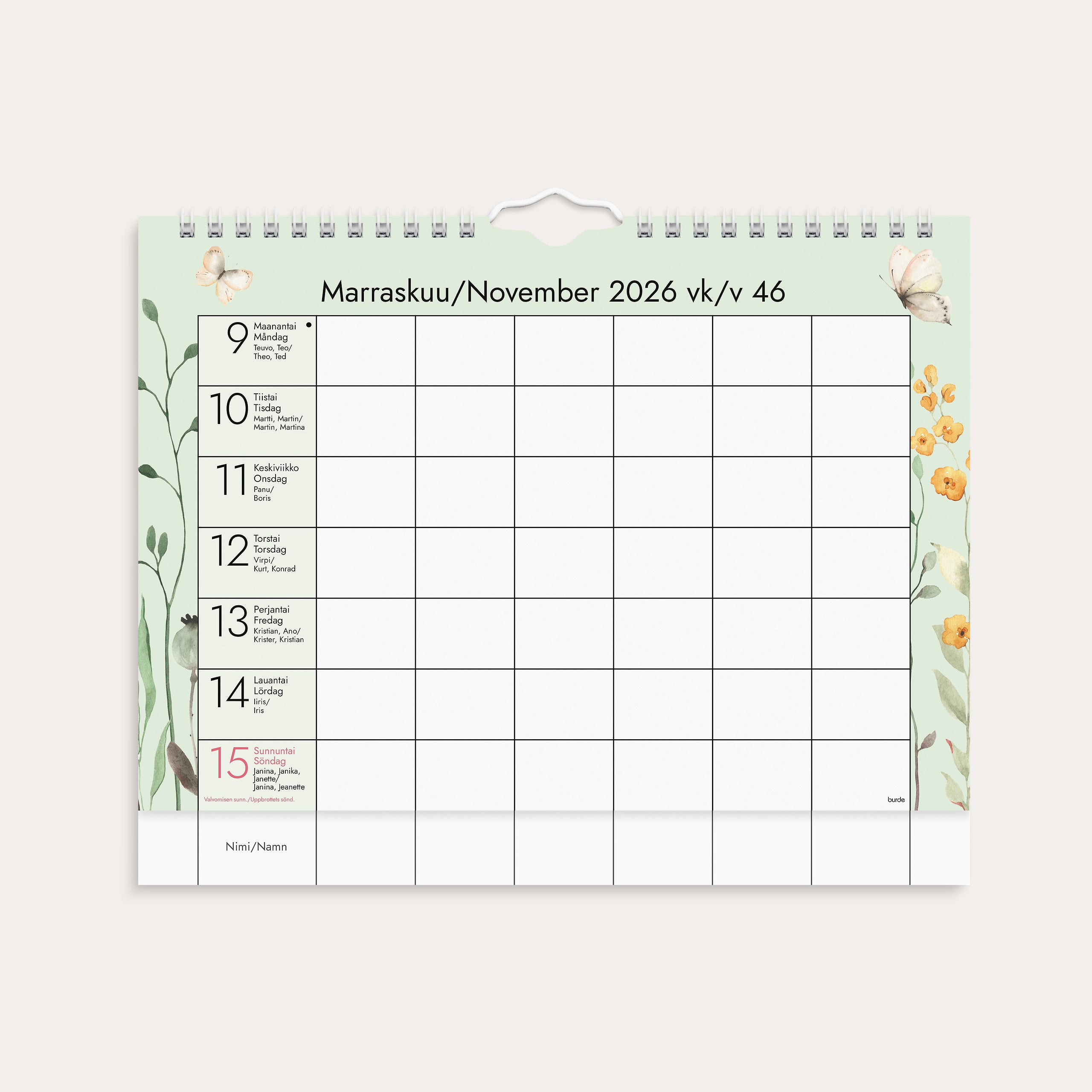 Seinäkalenteri Kotikalenteri 26/27 – detail view