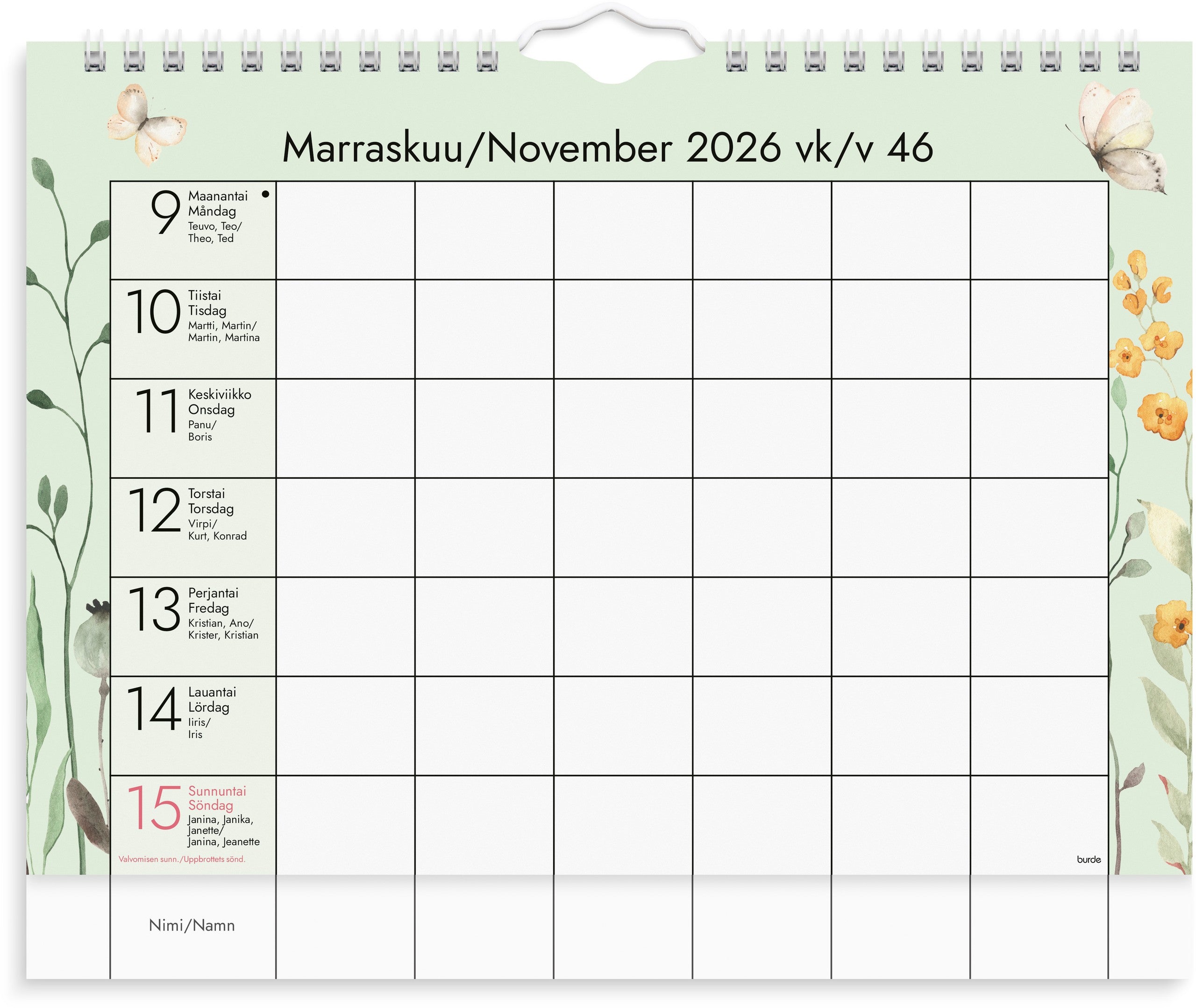Seinäkalenteri Kotikalenteri 26/27