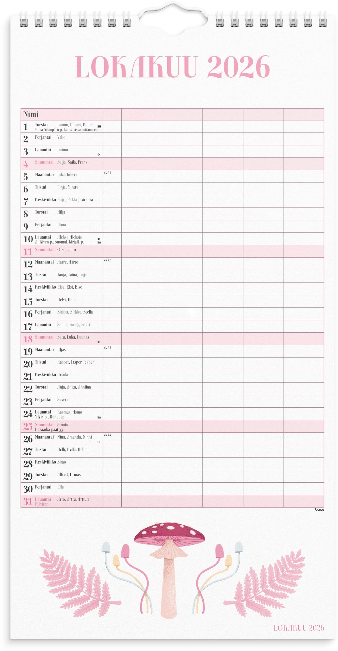 Perhekalenteri Annie 26/27