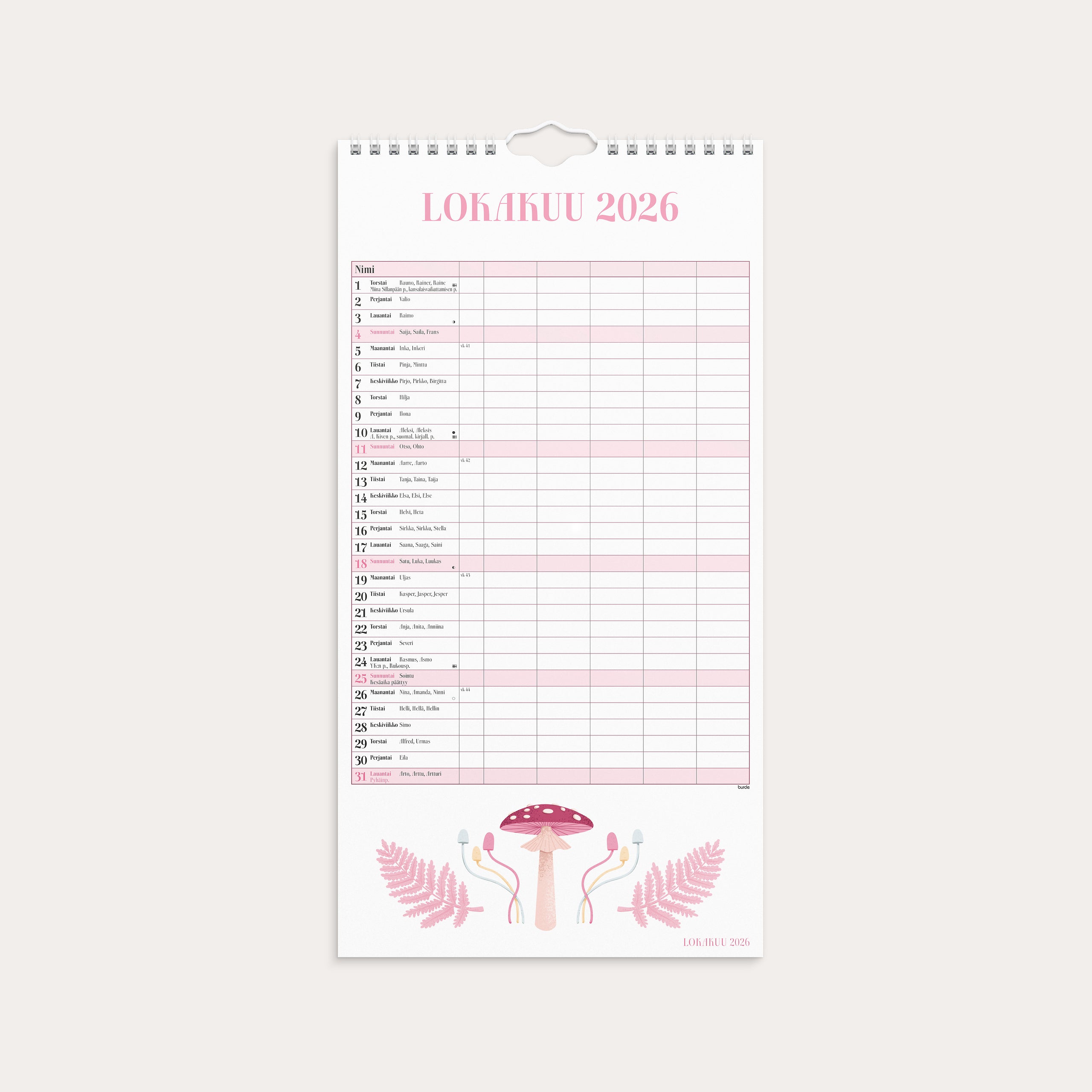 Perhekalenteri Annie 26/27 – detail view