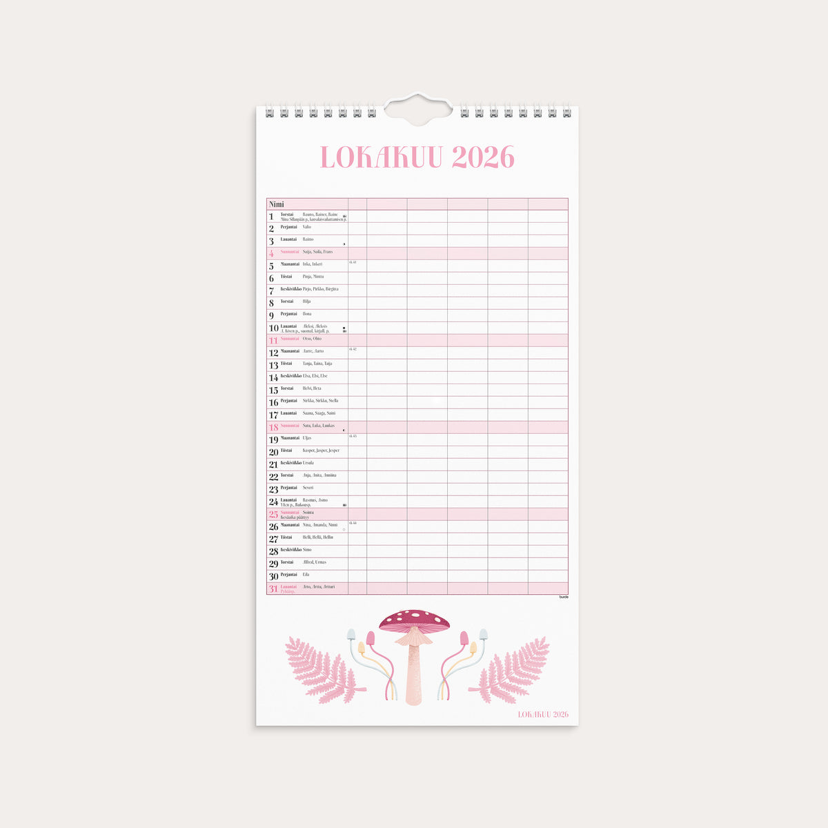 Perhekalenteri Annie 26/27