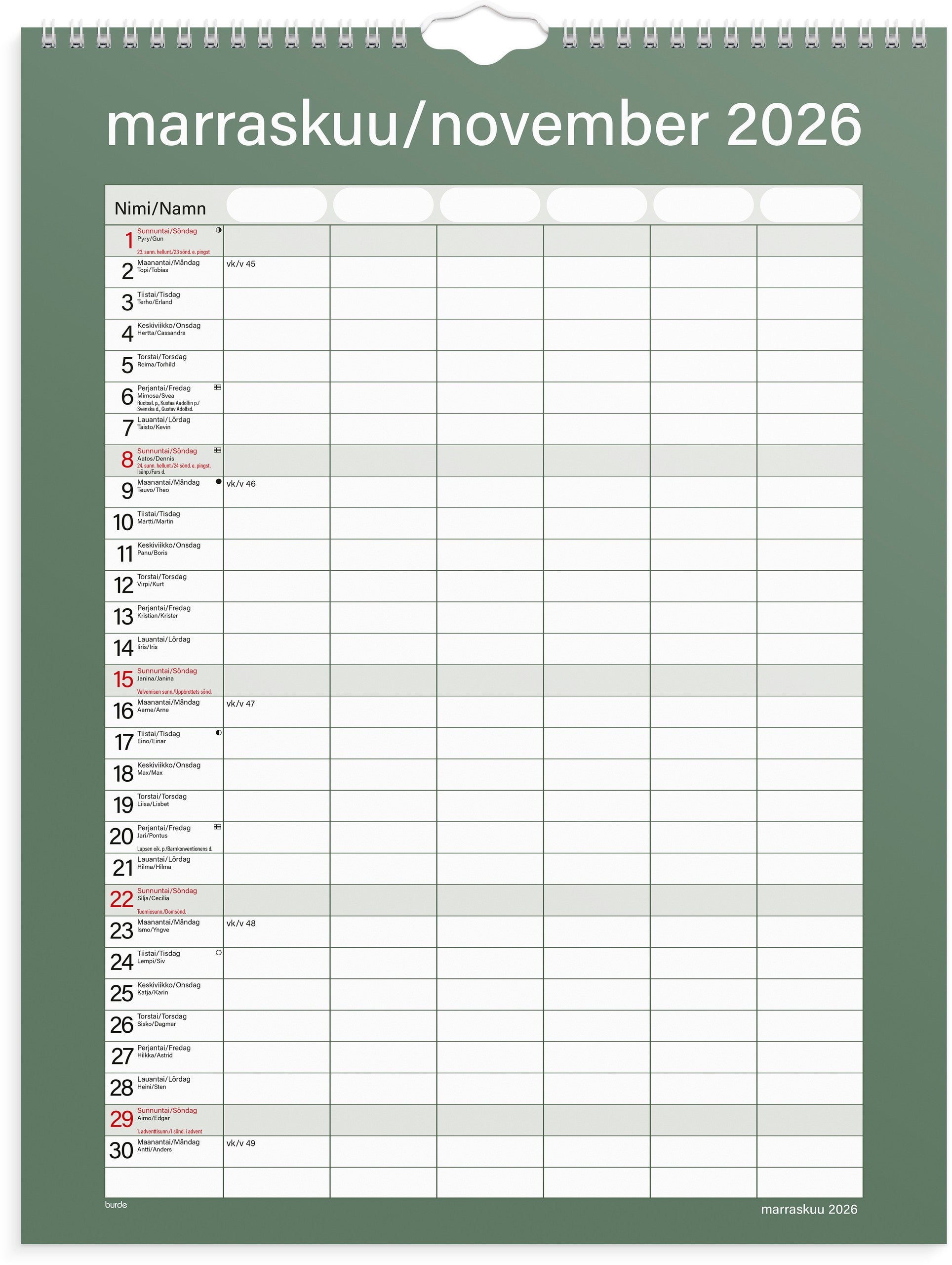 Perhekalenteri Kätevä 26/27