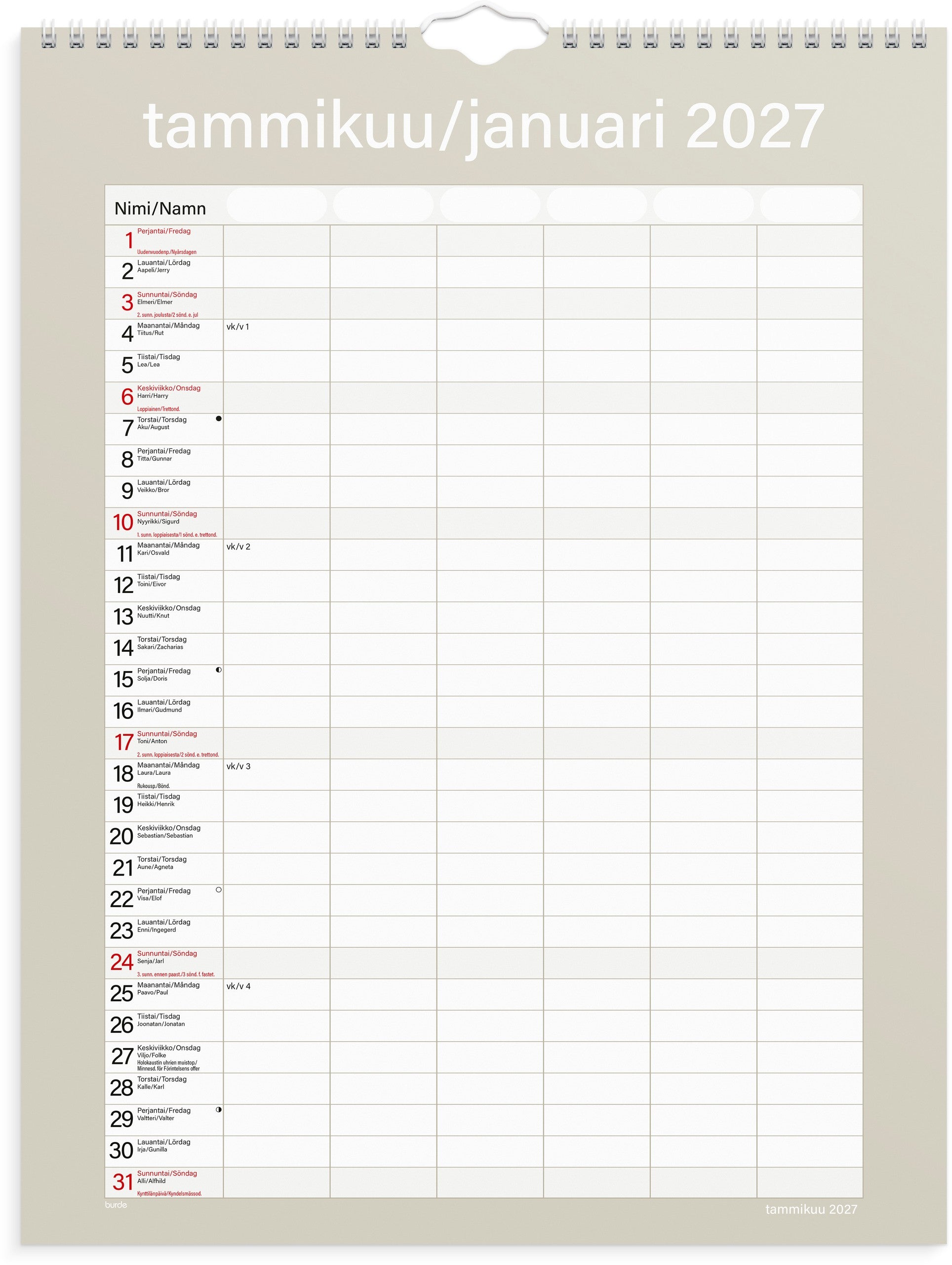 Perhekalenteri Kätevä 26/27