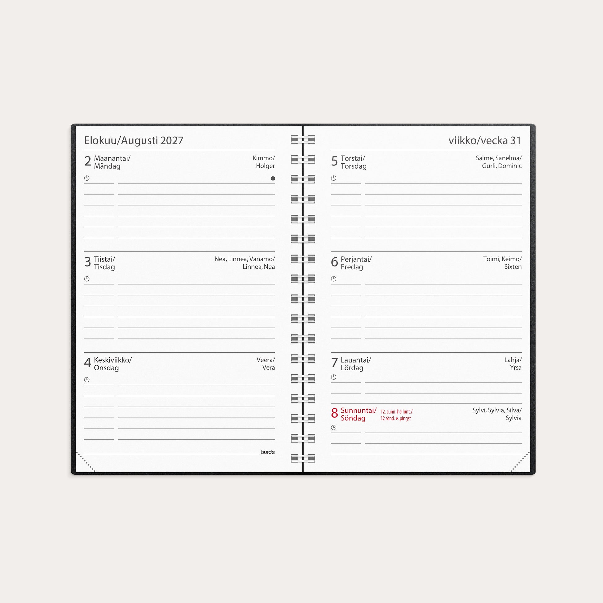 Opiskelijan kalenteri Basic 26/27 musta muovi – detail view