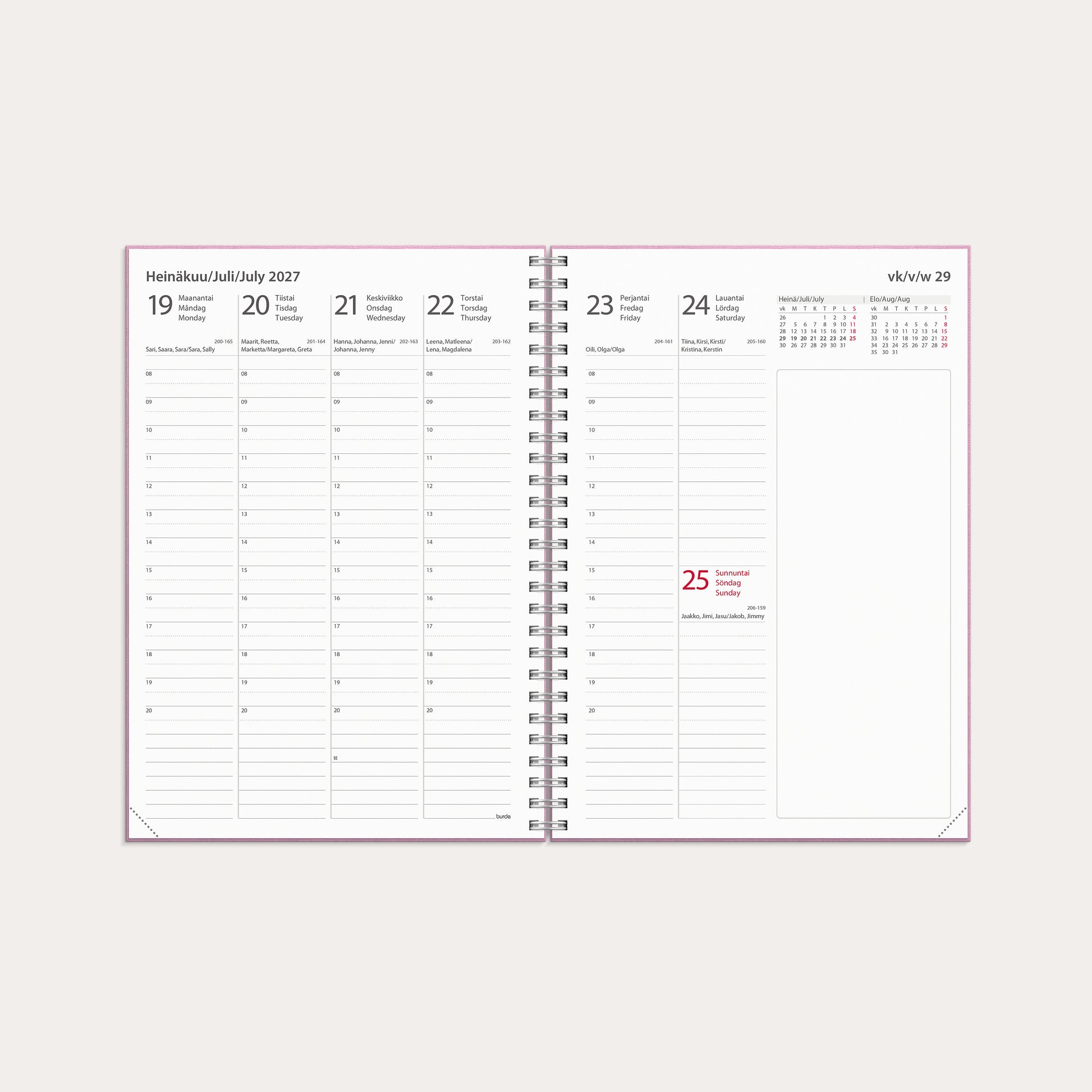 Kalenteri Study Ariane A5 26/27 roosa – detail view