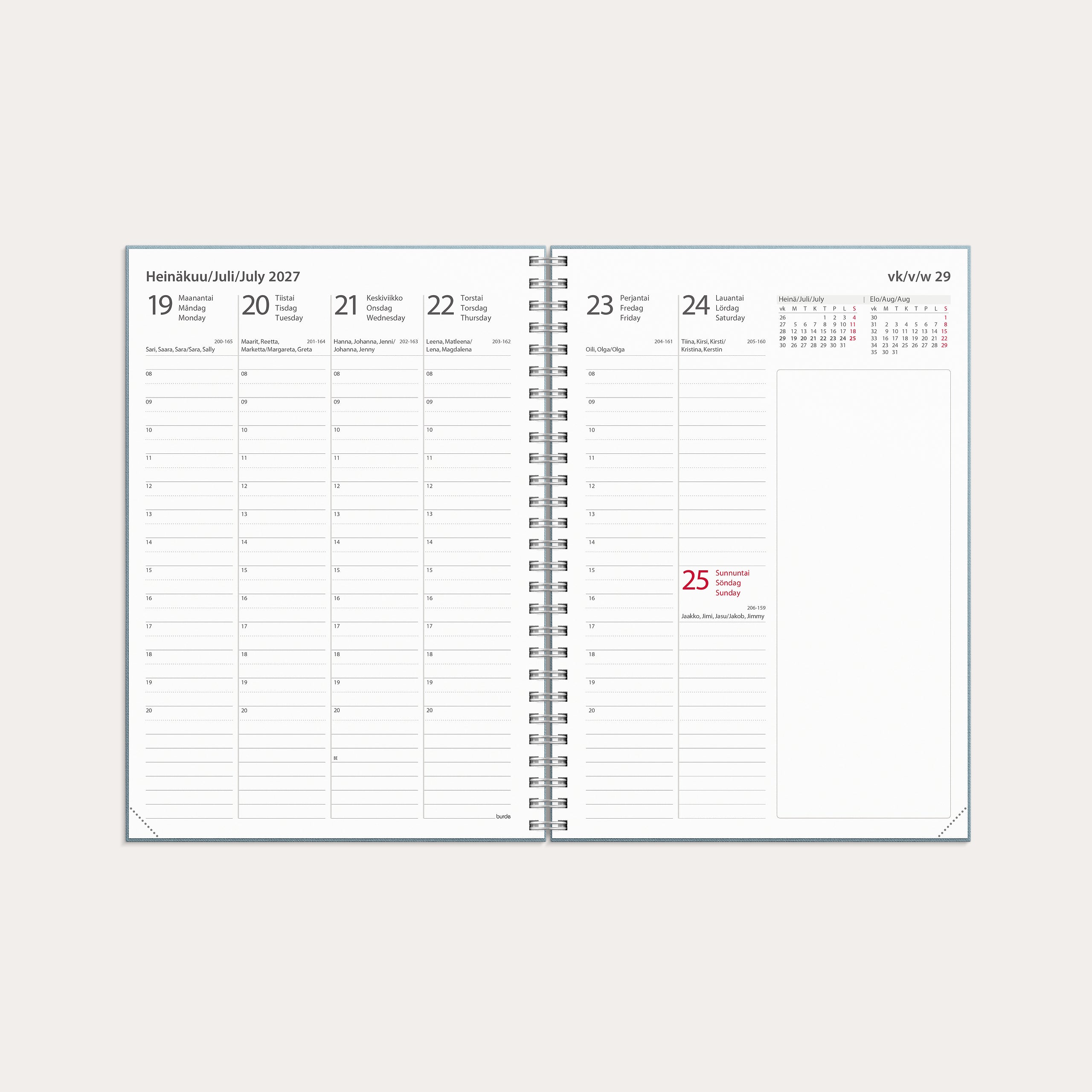 Kalenteri Study Textile A5 26/27 vaaleansininen