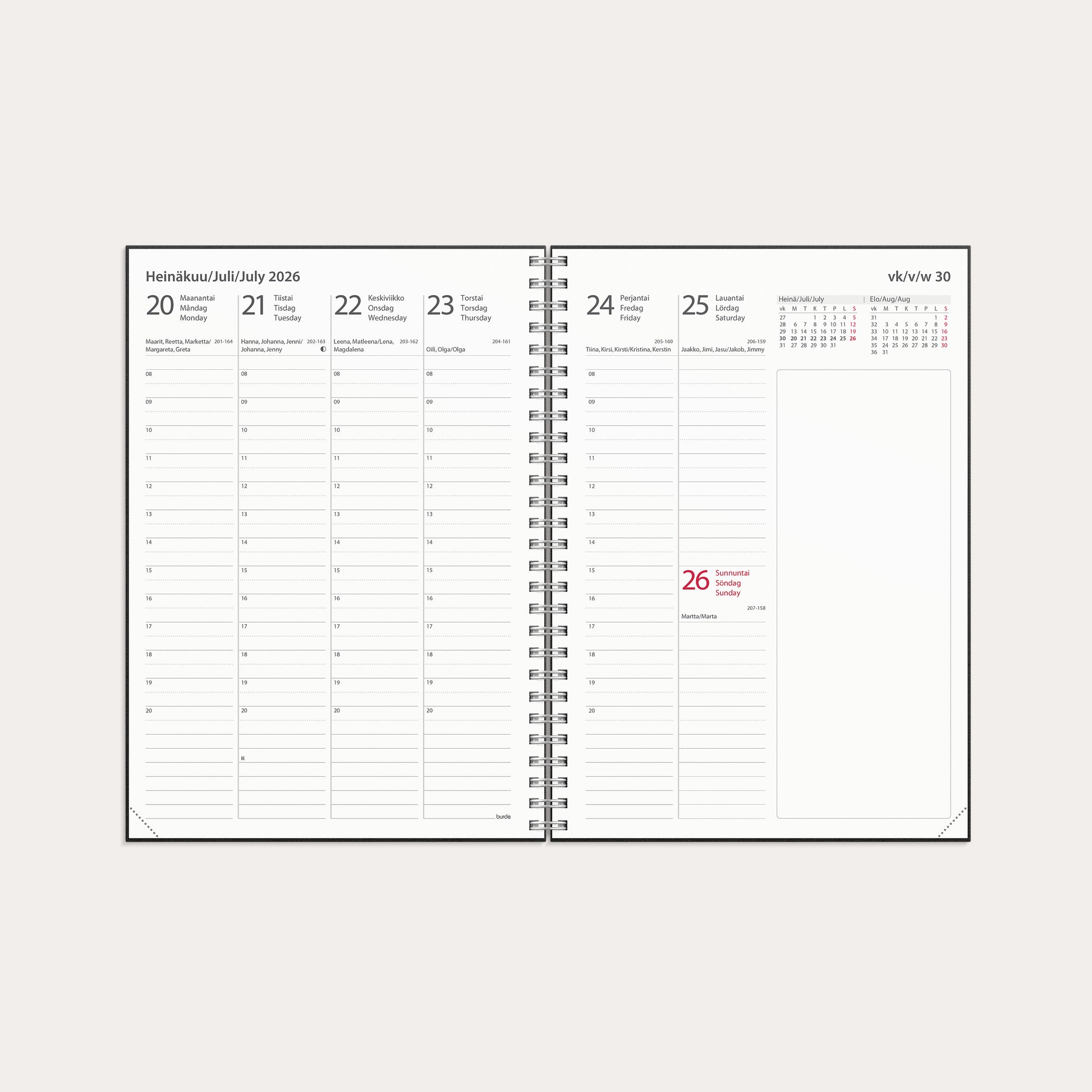 Kalenteri Study Textile A5 26/27 musta – detail view