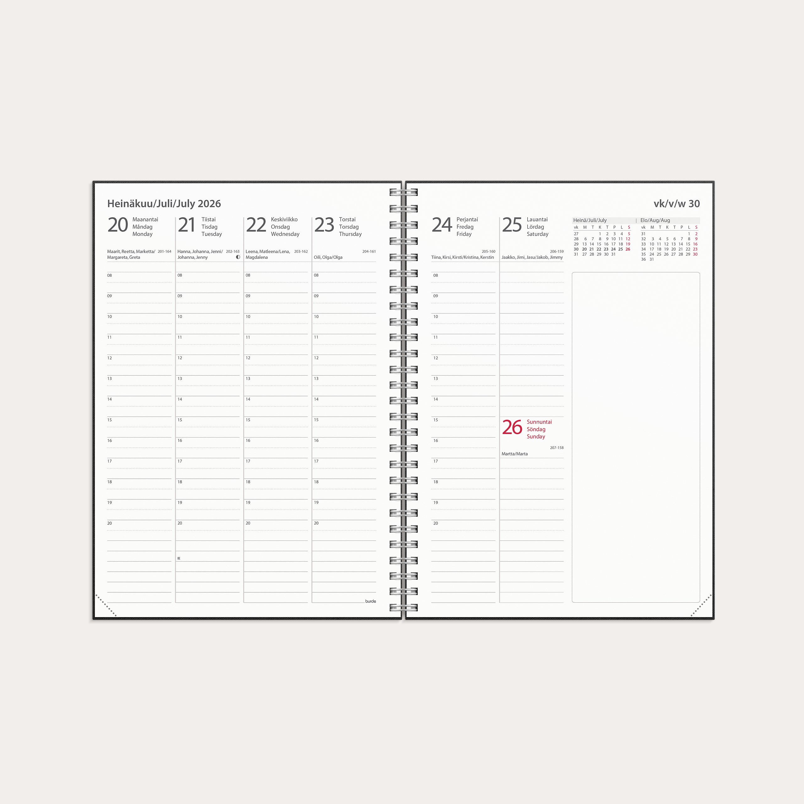 Kalenteri Study Textile A5 26/27 musta