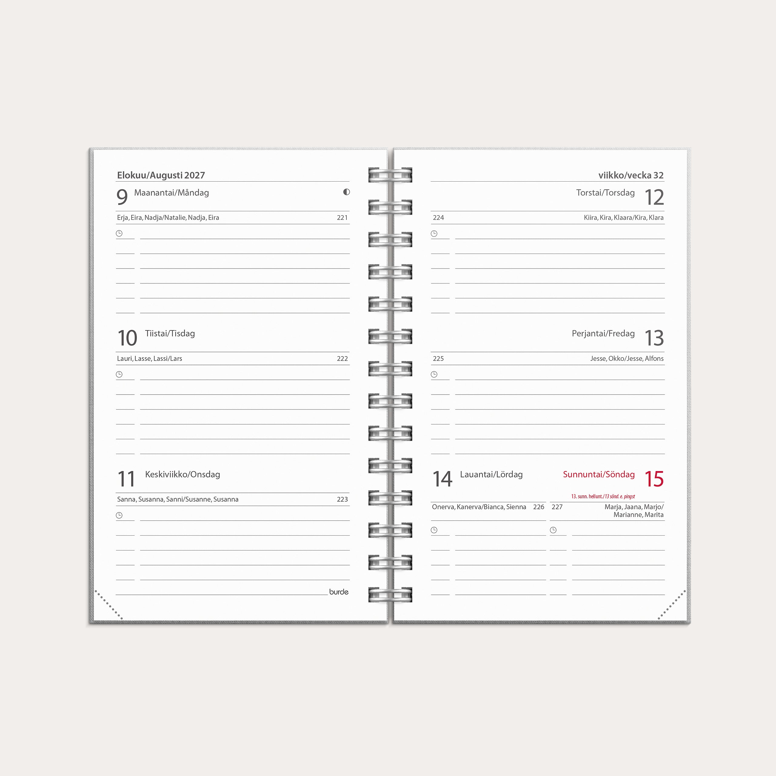 Kalenteri Compact Textile 26/27 vaaleanharmaa