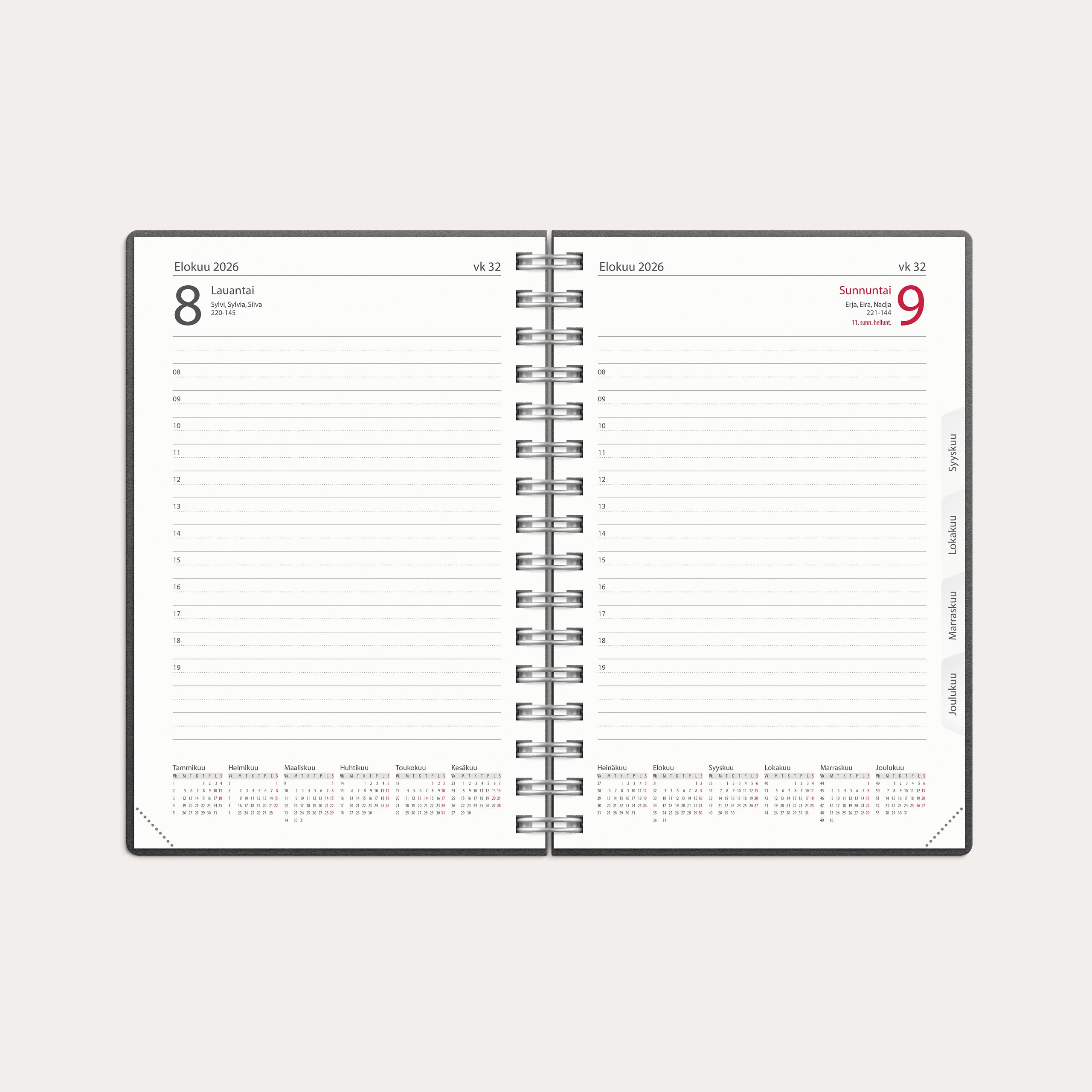 Kalender 2026 Dagbok svart plast