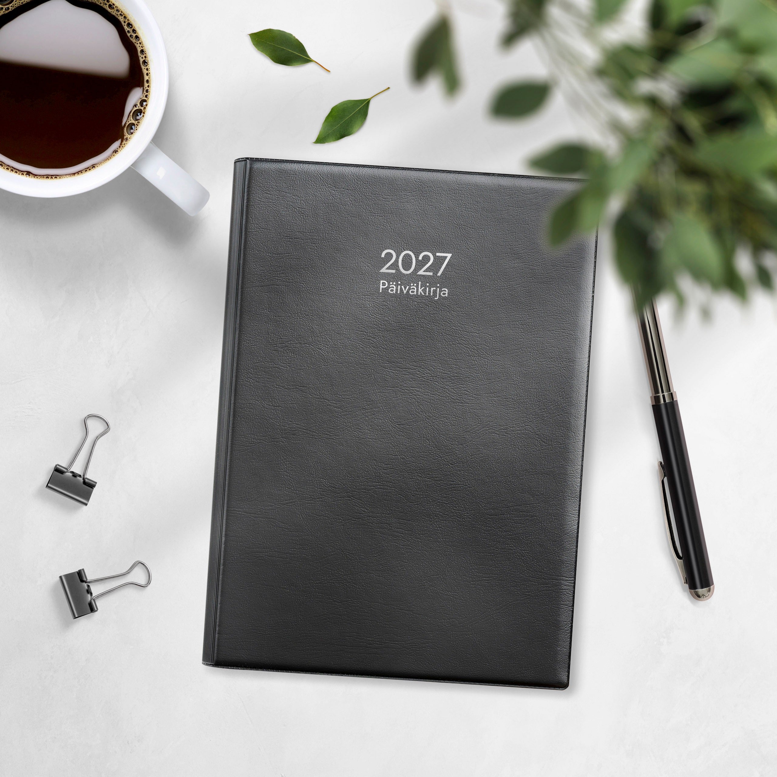 Päiväkirja 2027 musta muovi