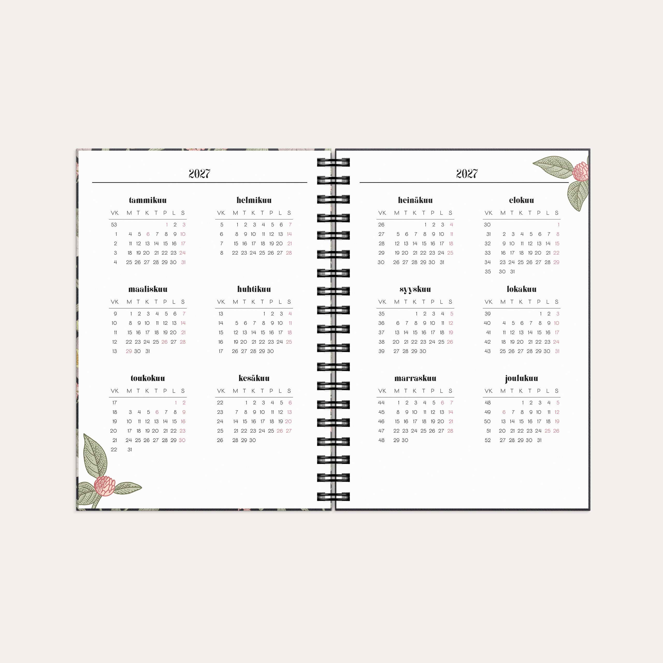 Kalender 2026 Life Planner Floral