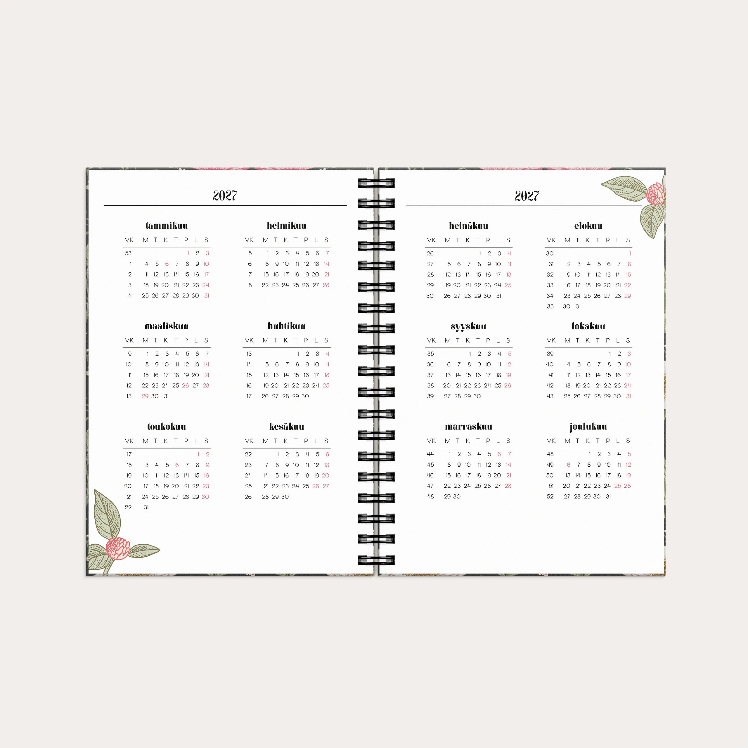 Life Planner Floral A6 2027