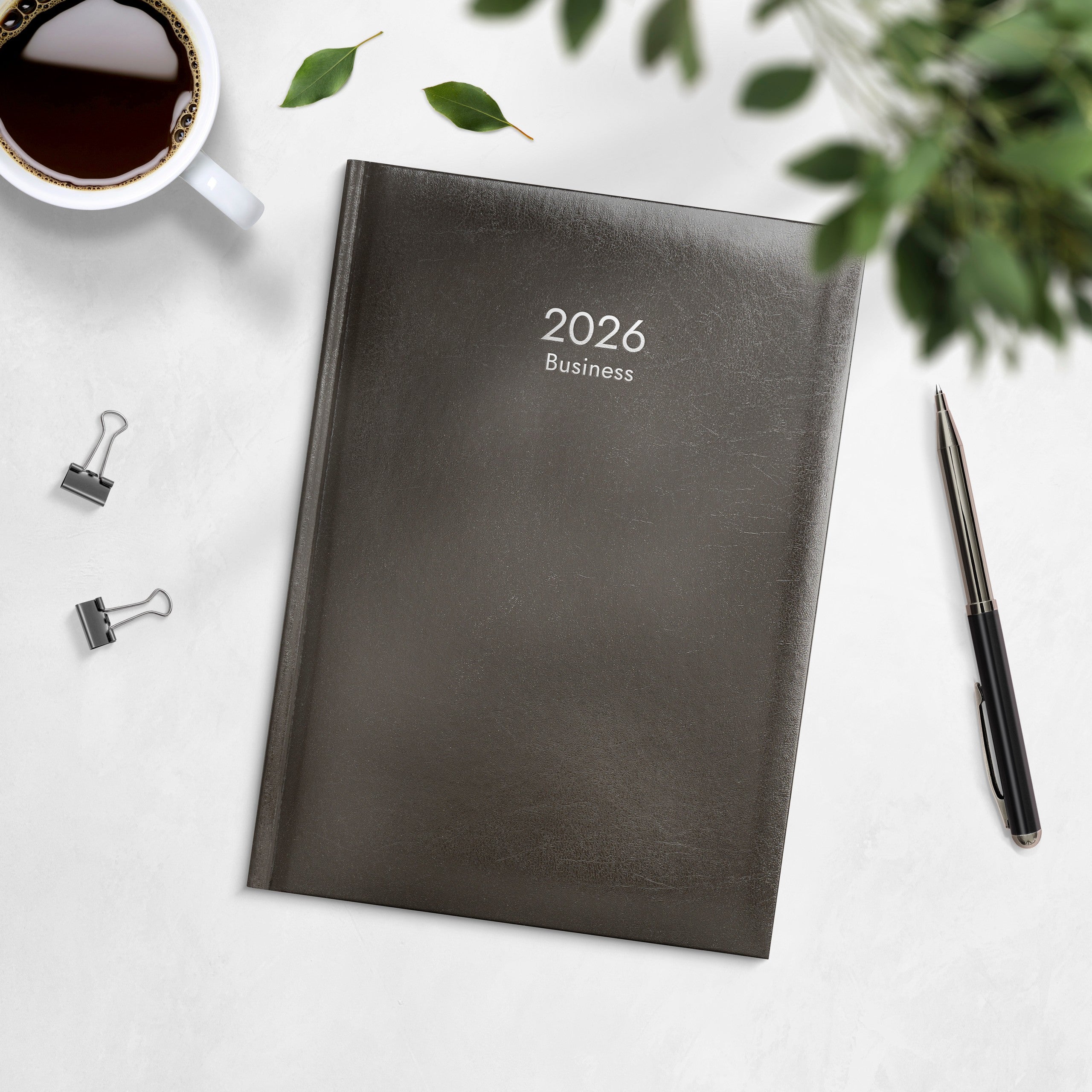Kalenteri Business A5 2026 sidottu musta