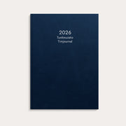 Kalender 2026 Veckojournal blått konstläder inbunden A4