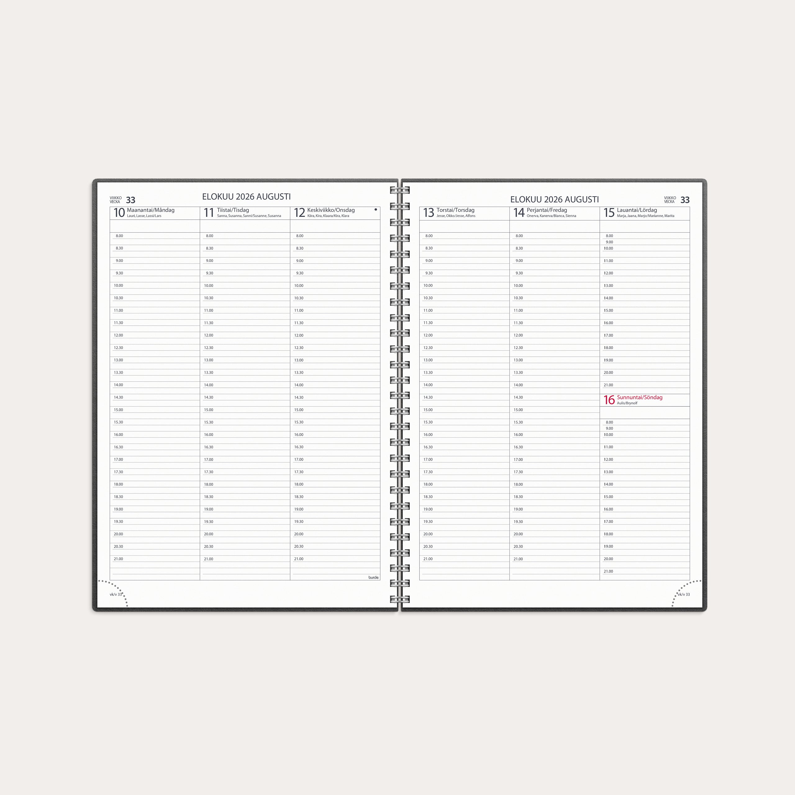 Tuntimuistio Eco A4 2026 musta