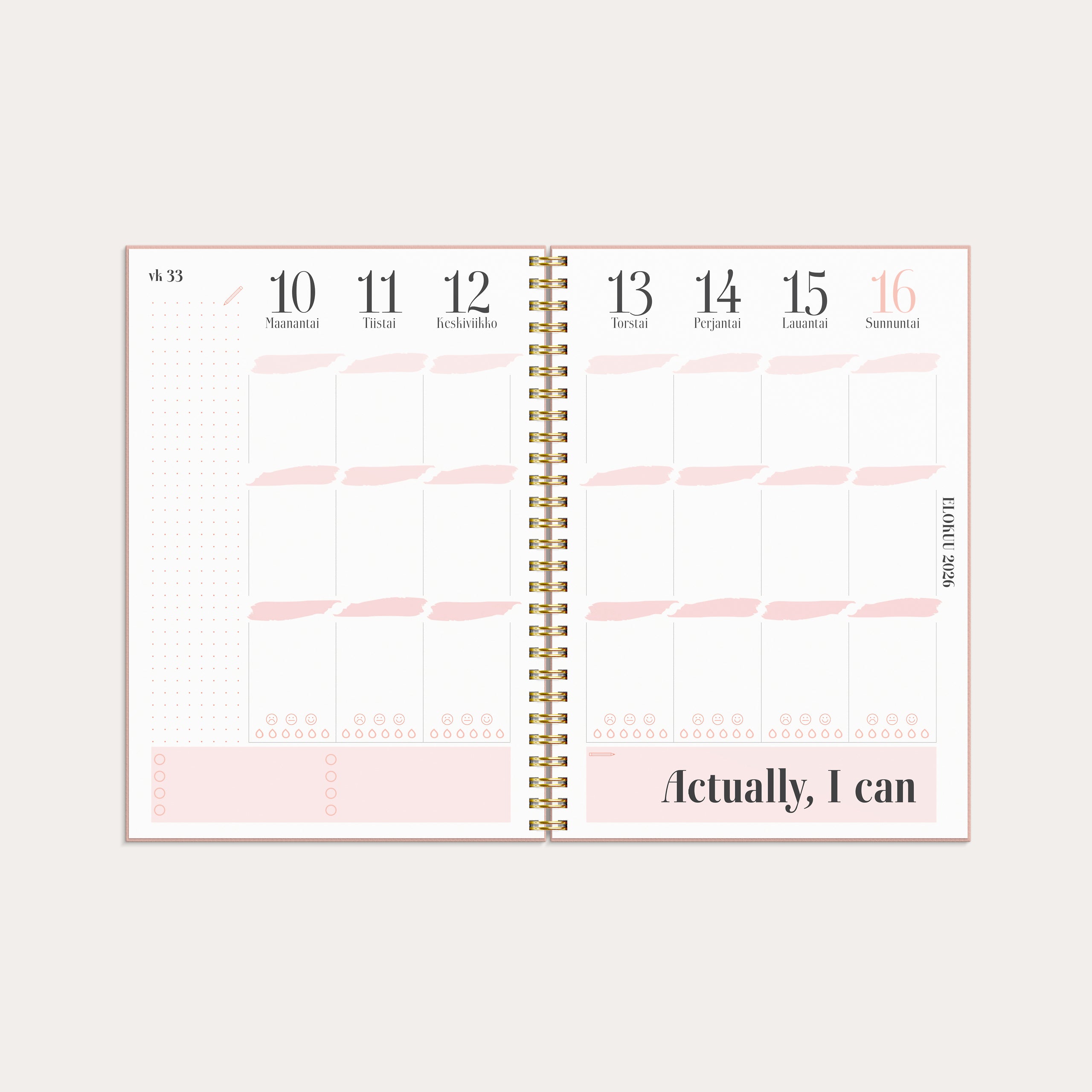 Kalenteri 2026 Life Planner Pink 2026