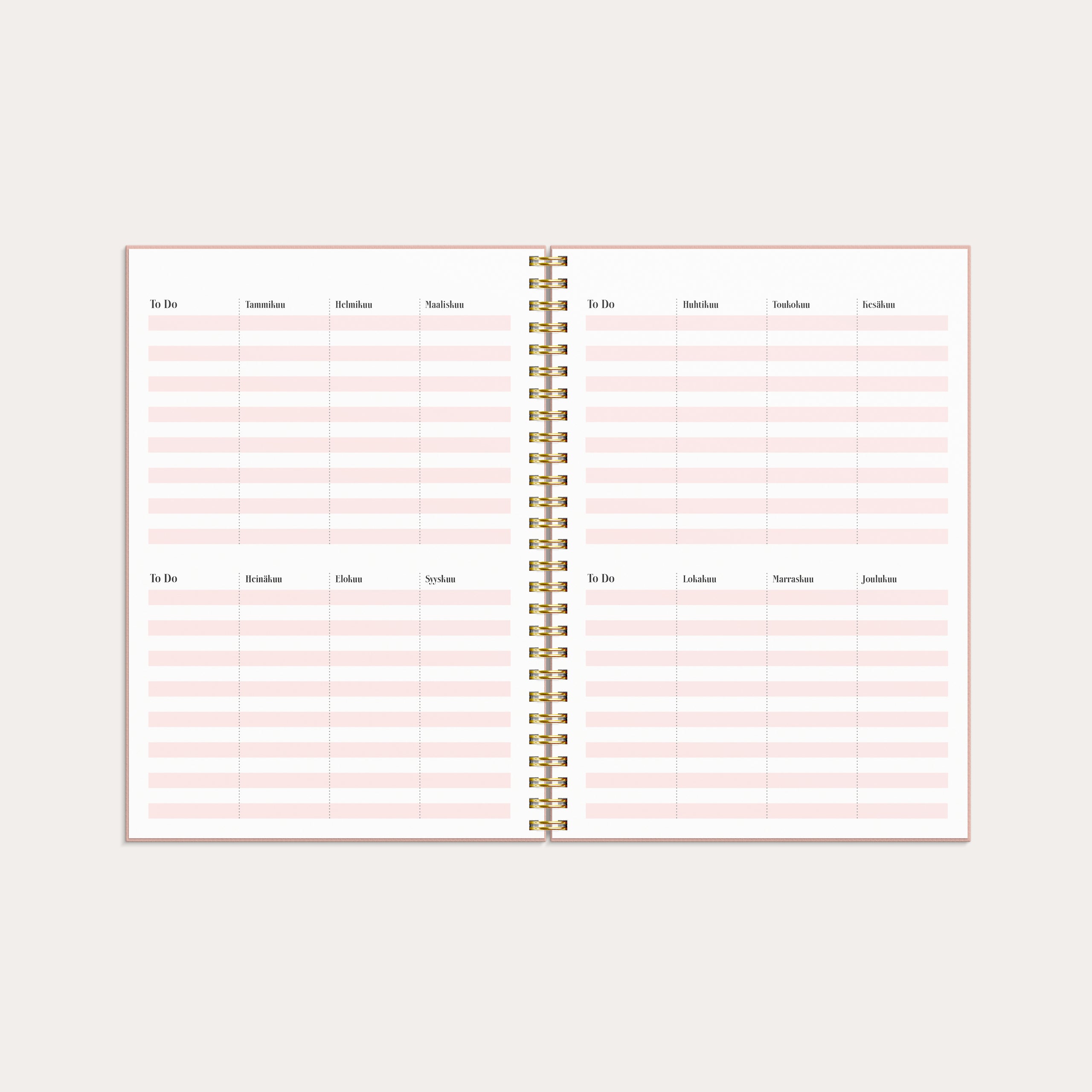Kalenteri 2026 Life Planner Pink