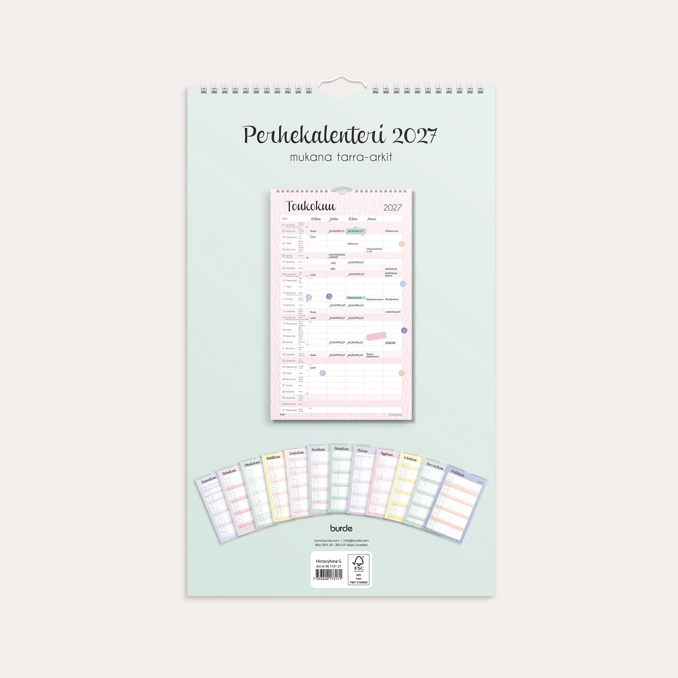 Perhekalenteri 2027 Pastelli
