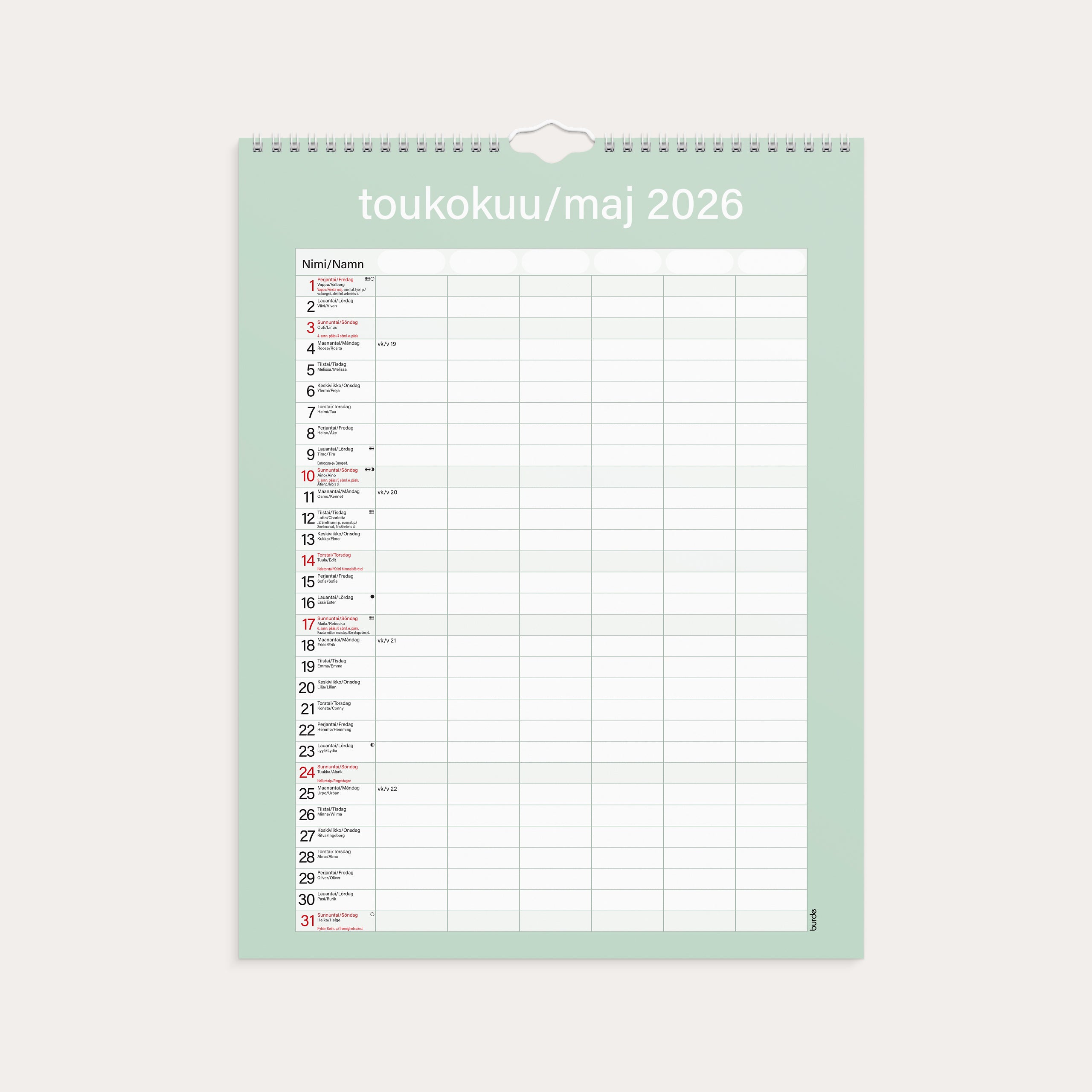 Perhekalenteri 2026 Kätevä