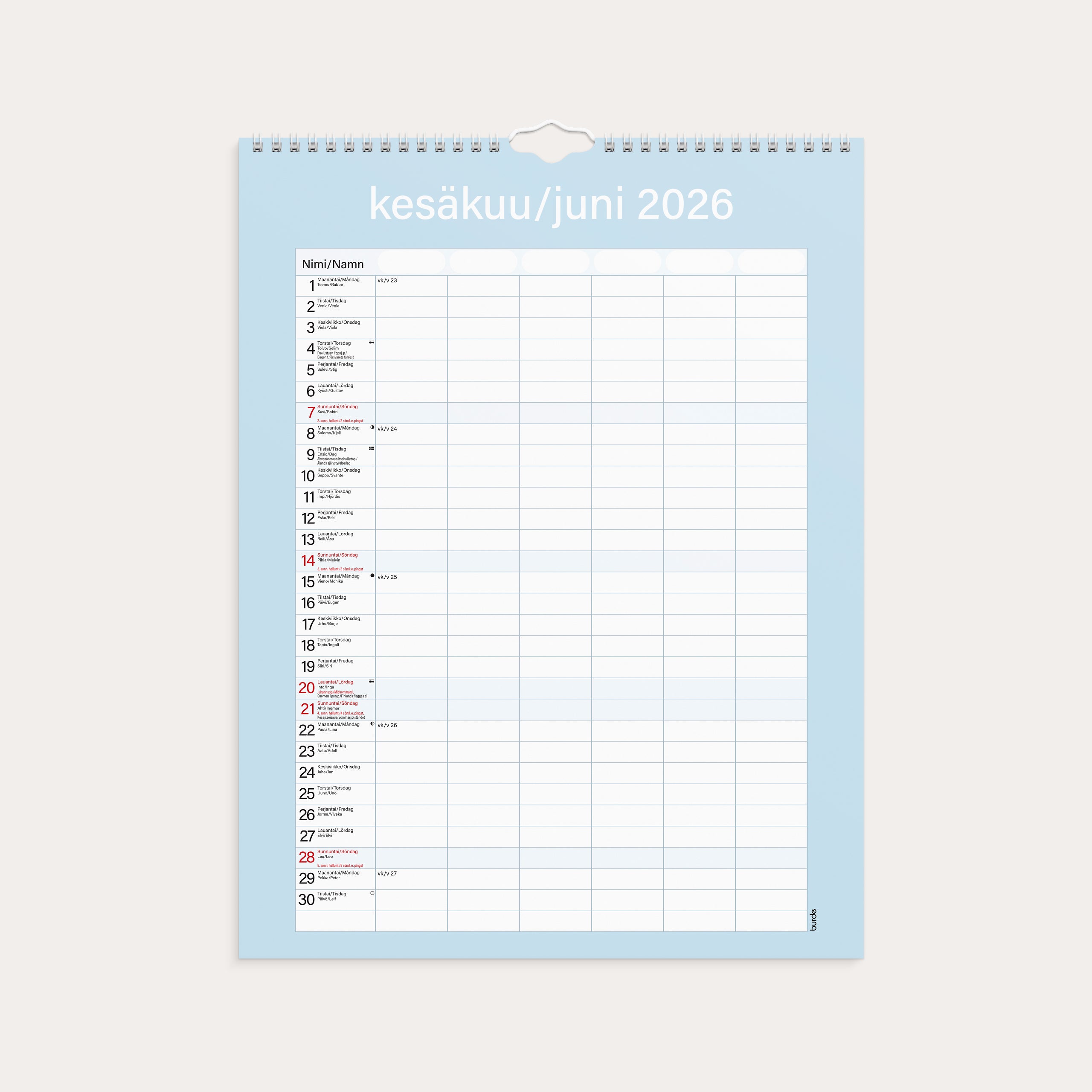 Perhekalenteri 2026 Kätevä