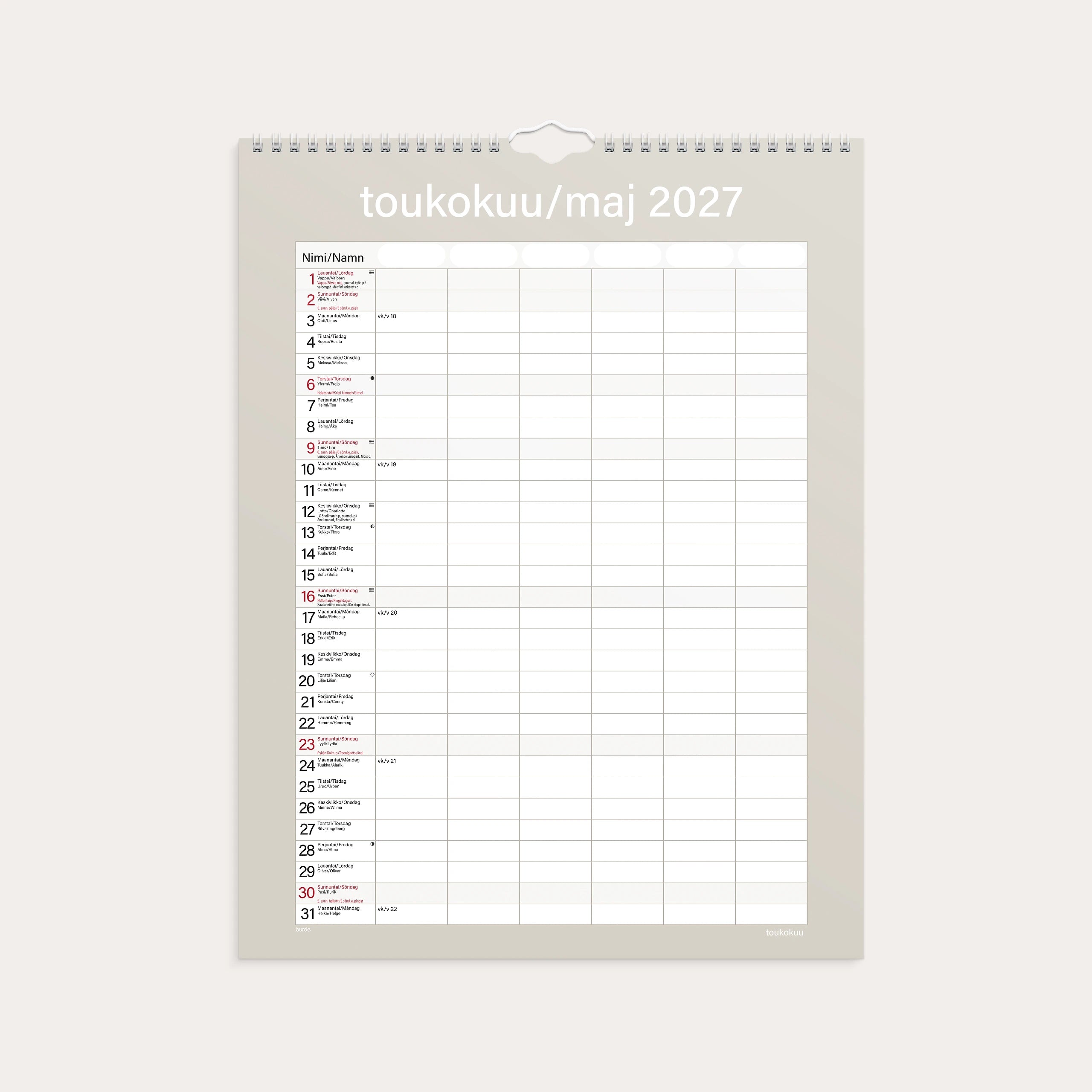 Perhekalenteri 2027 Kätevä