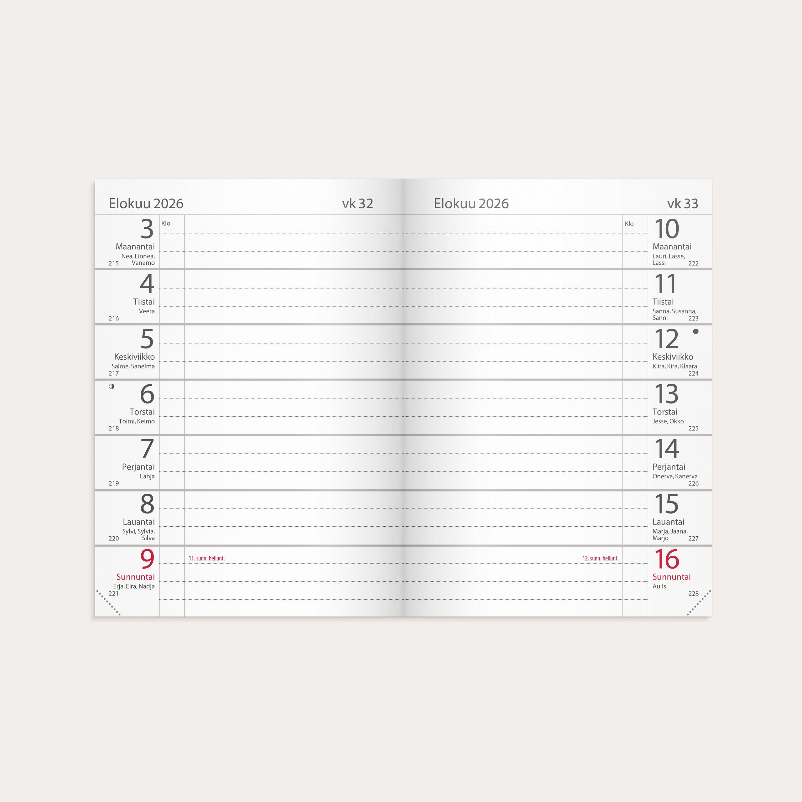 Kalenteri 2026 Mininote liimasidottu