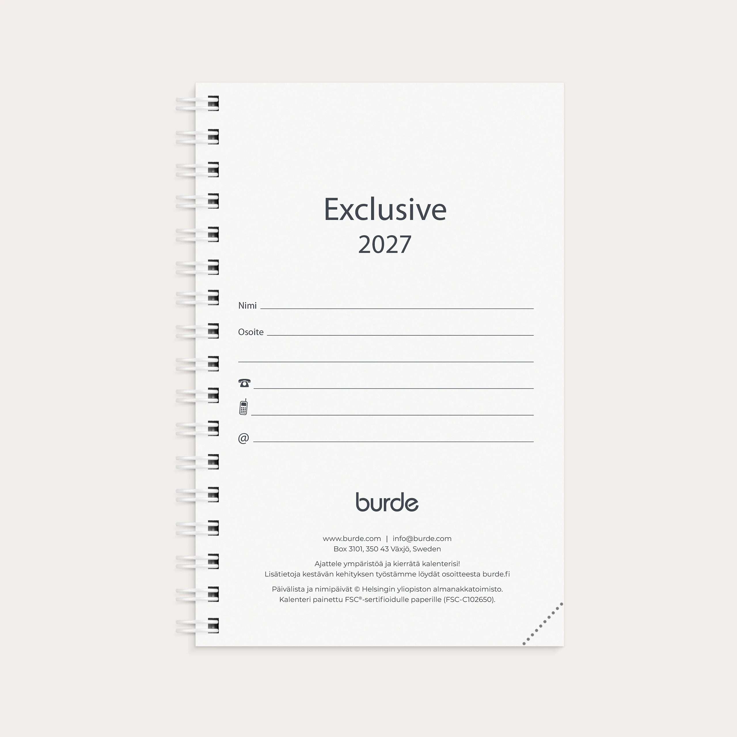 Kalenteri 2027 Exclusive vuosipaketti