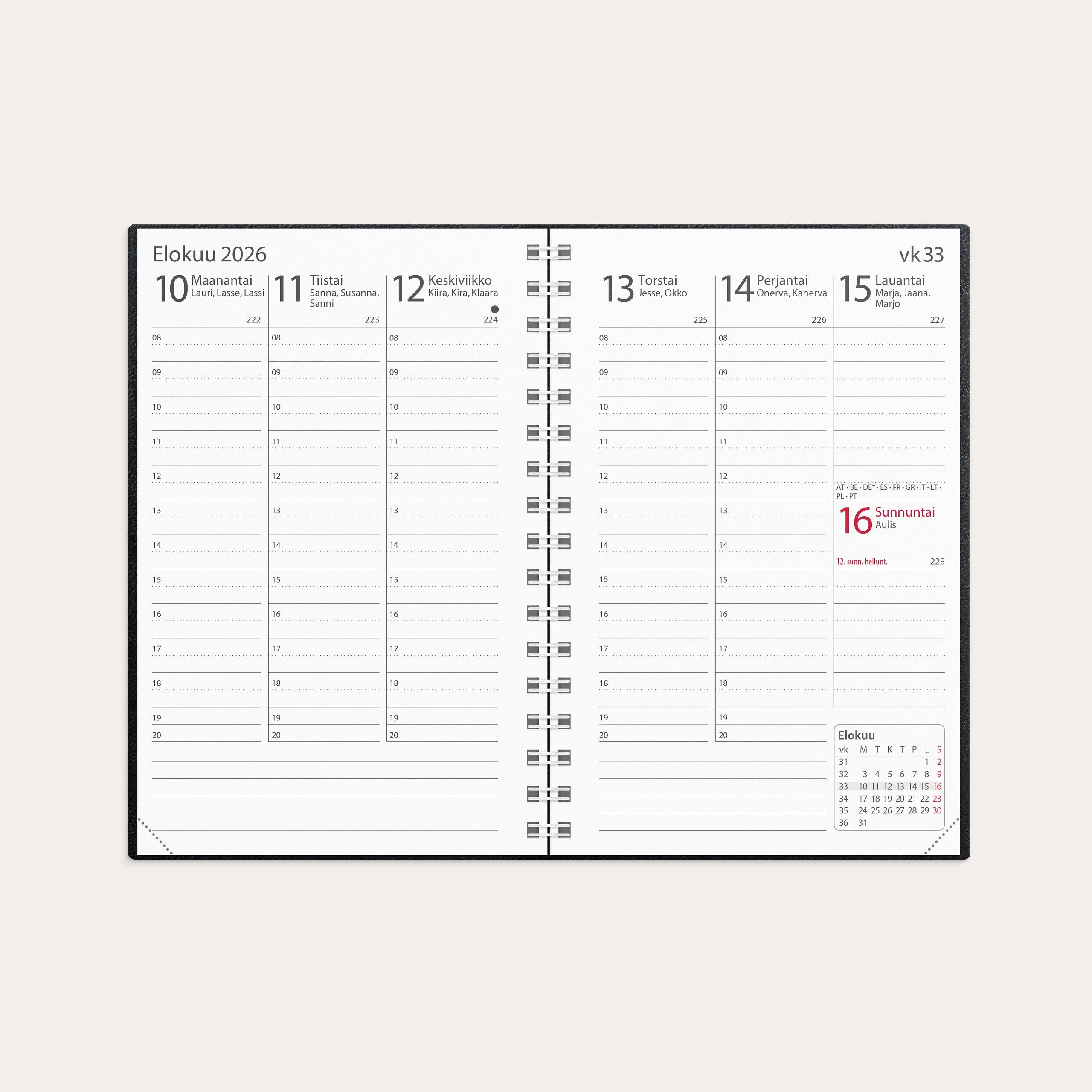 Kalenteri 2026 Exclusve musta keinonahka