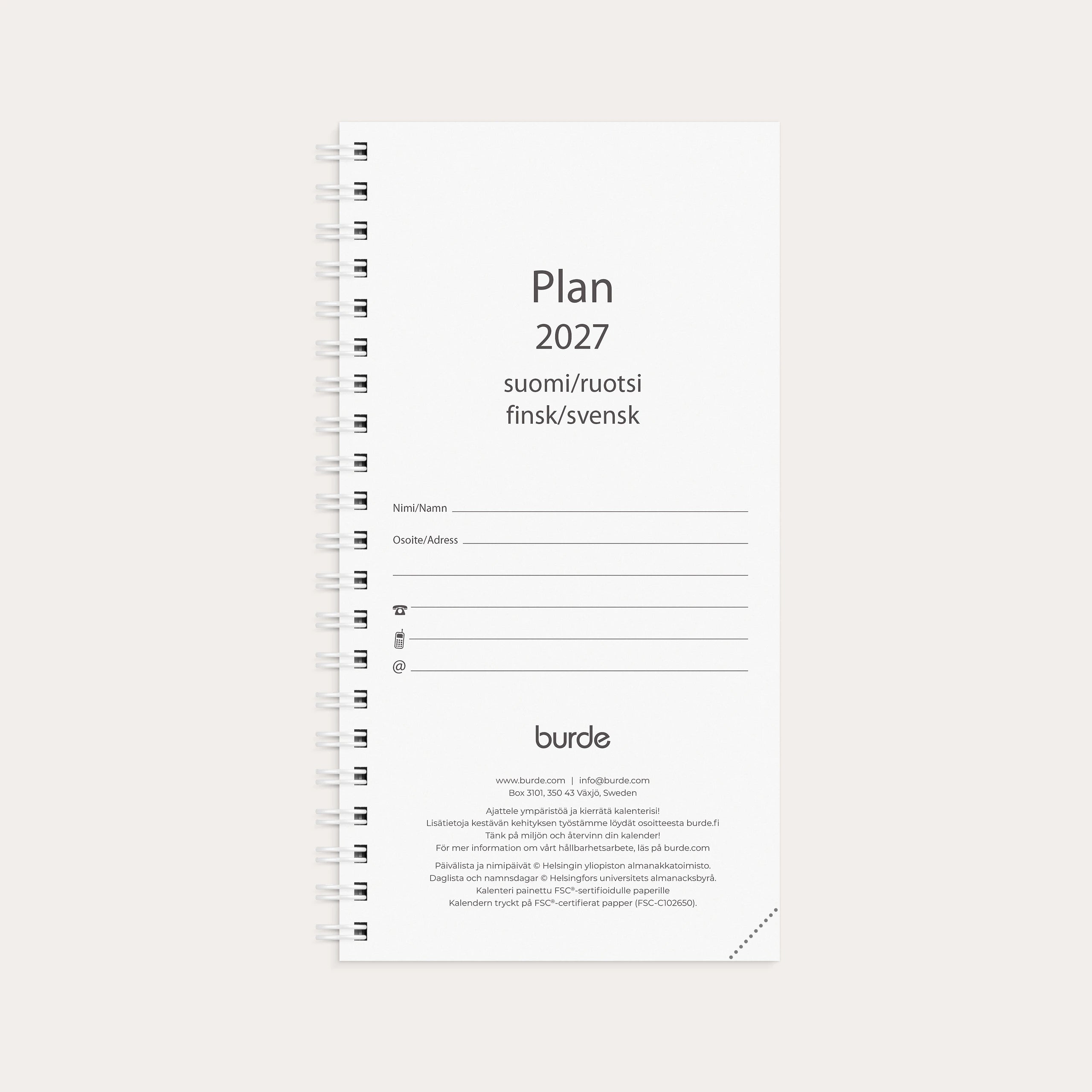 Kalenteri 2027 Plan vuosipaketti