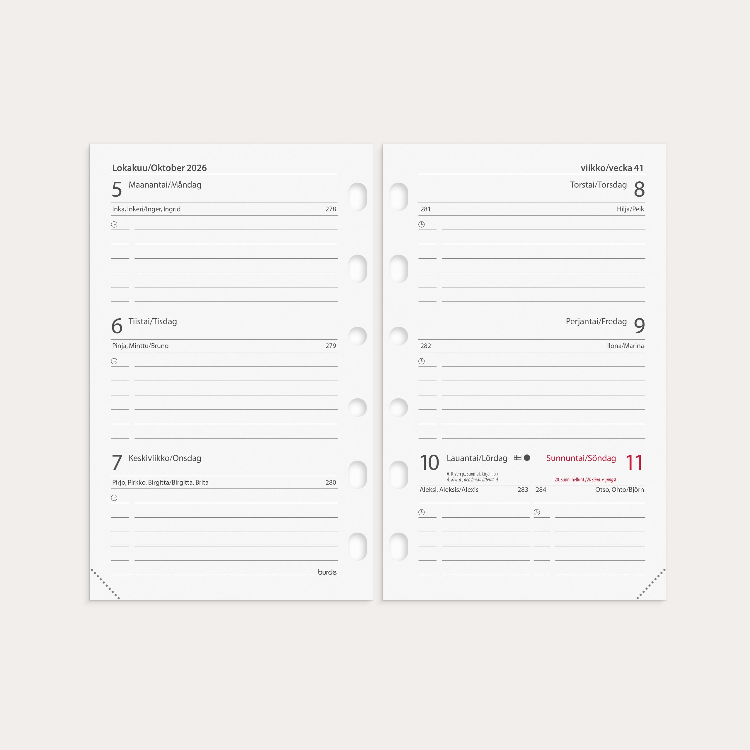 Kalender 2026 Systemkalender Compact svart konstläder