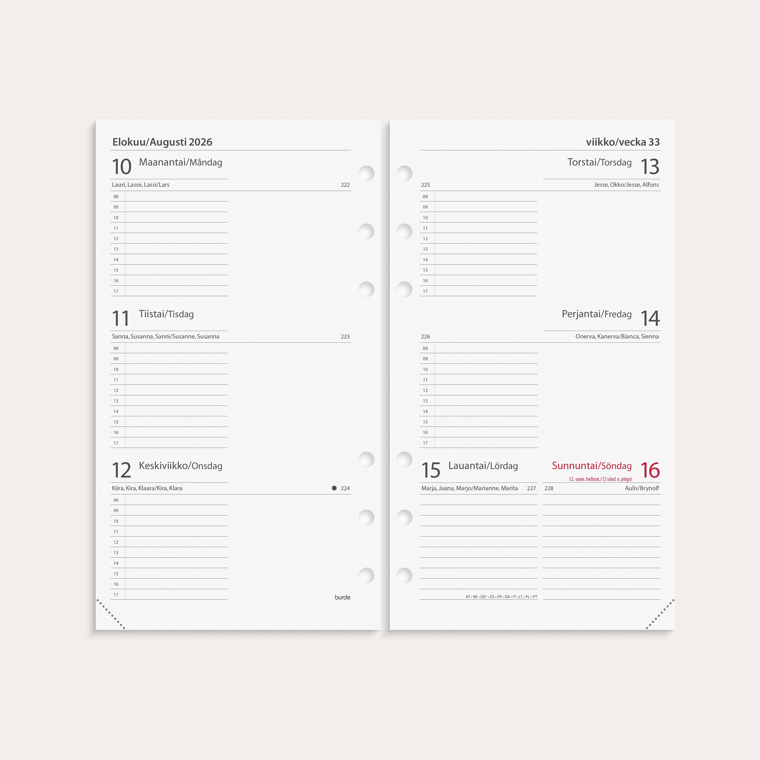 Kalender 2026 Systemkalender Regent svart skinn