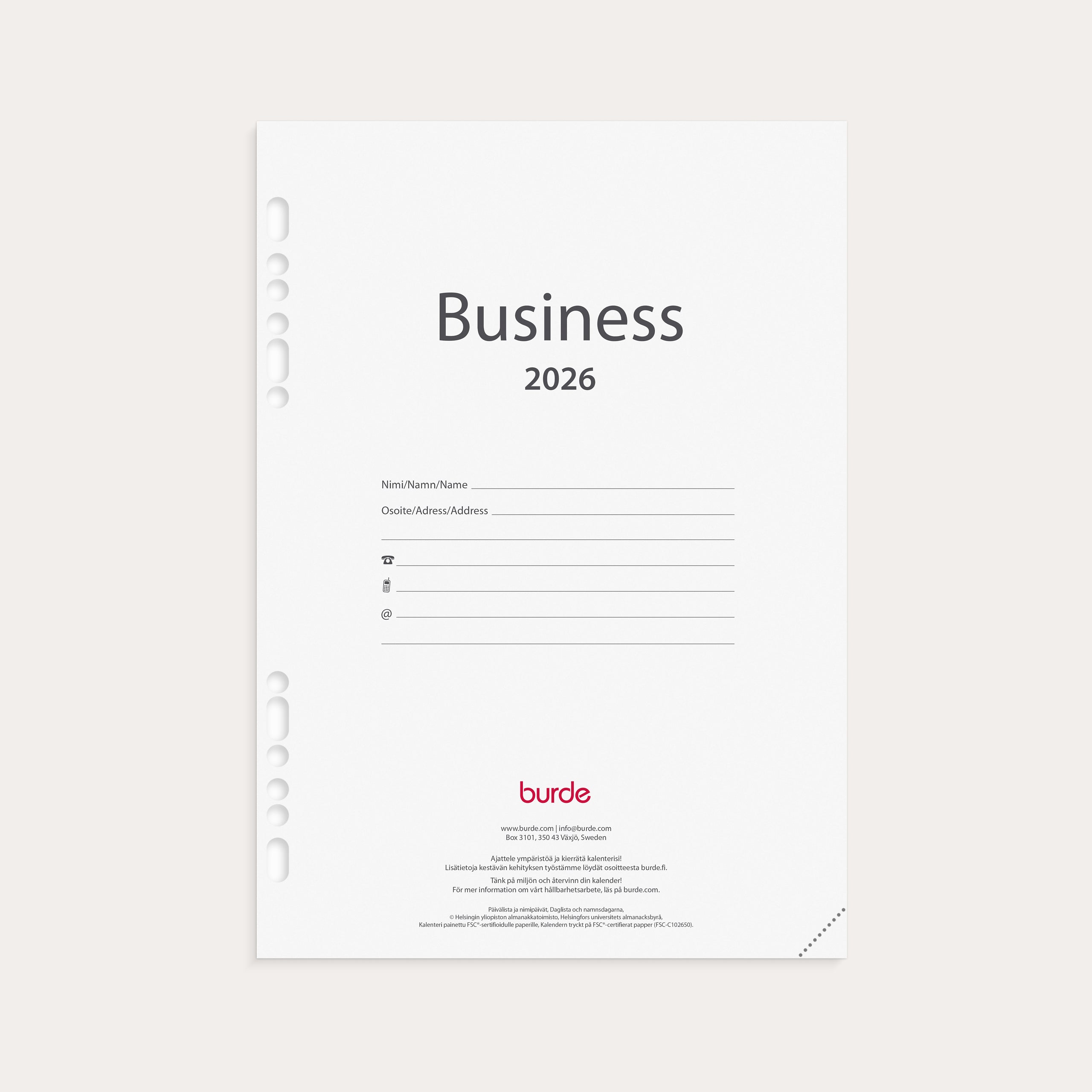 Kalenteripaketti Business 12 kk 2026