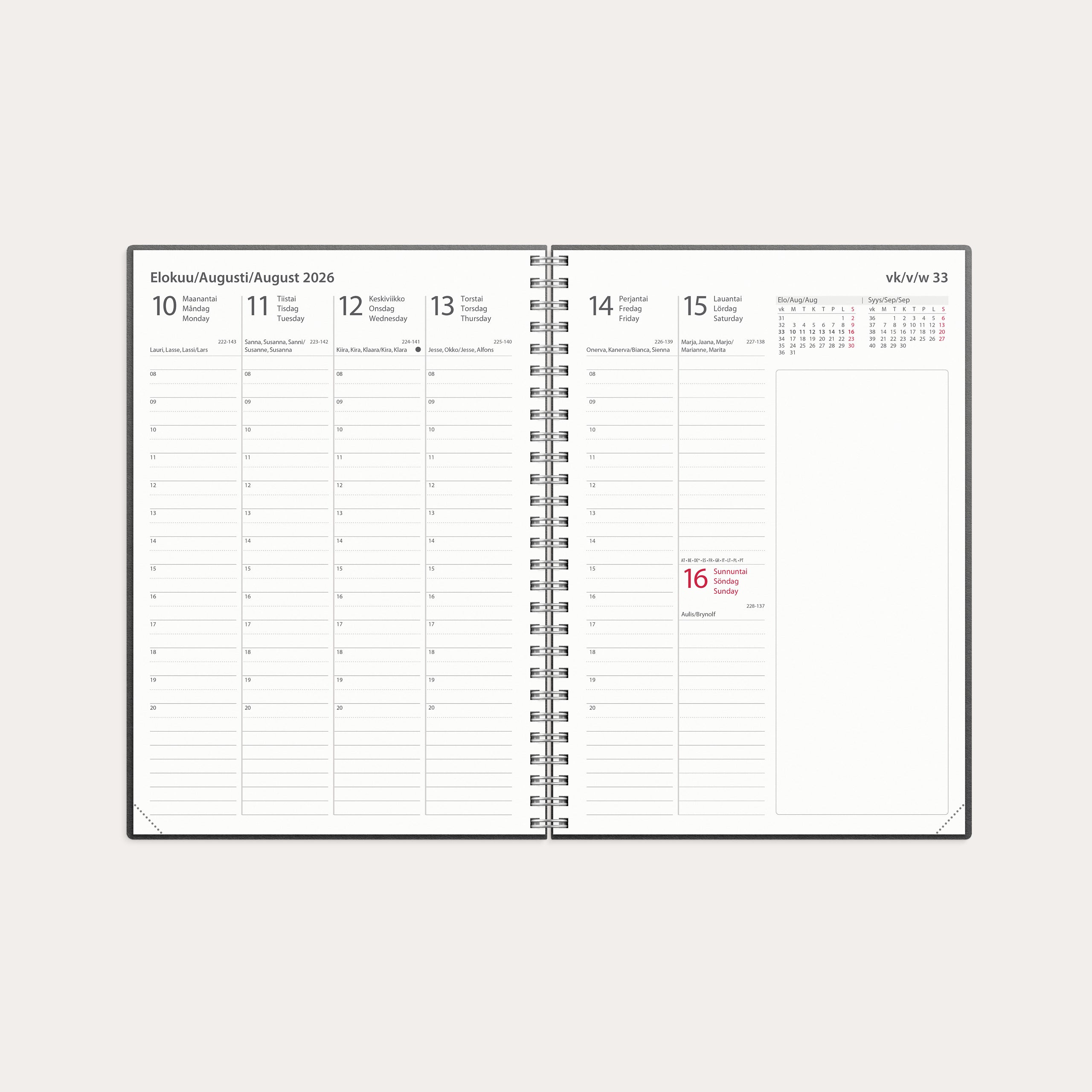 Kalender 2026 Systemkalender Business svart konstläder