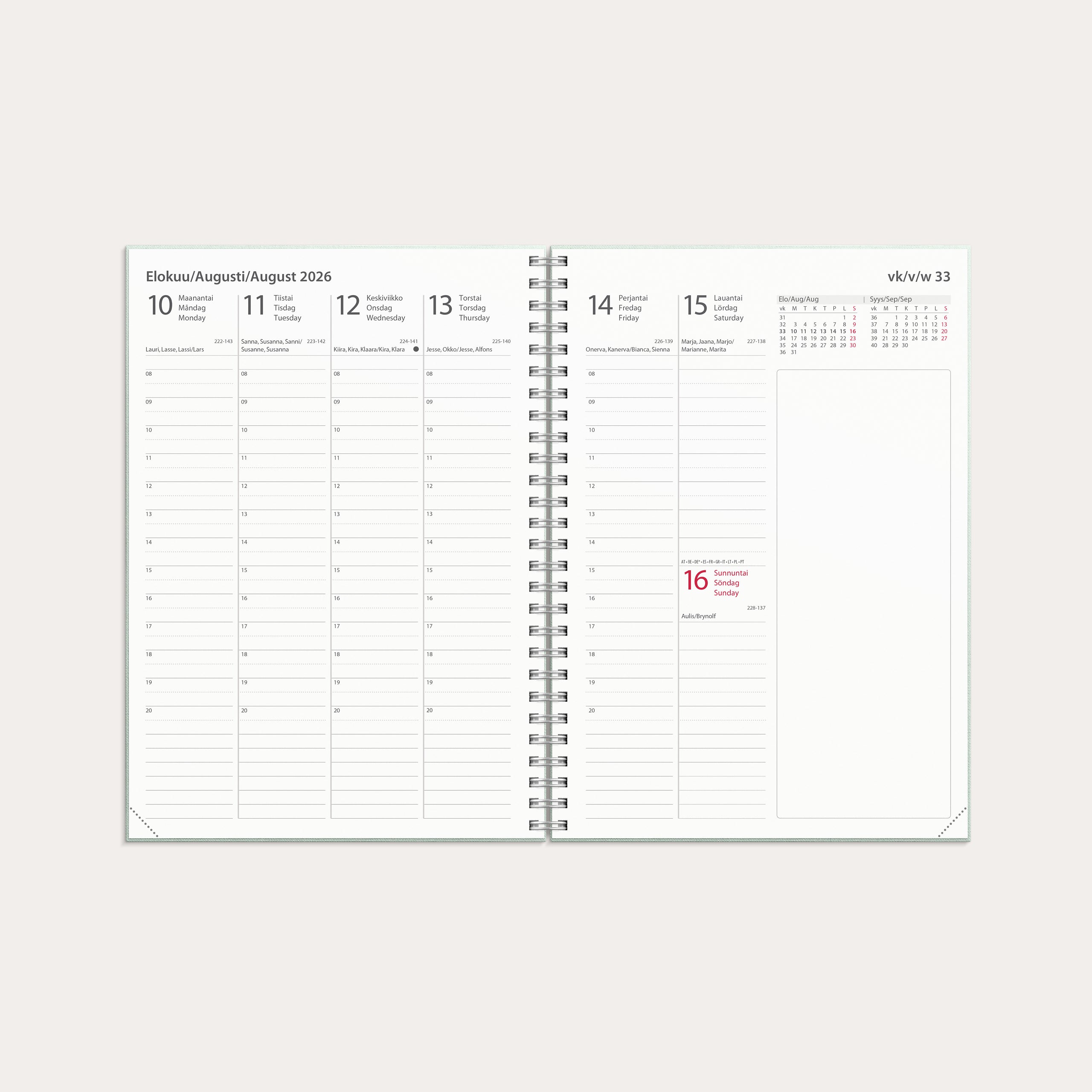 Calendar 2026 Business Textile green