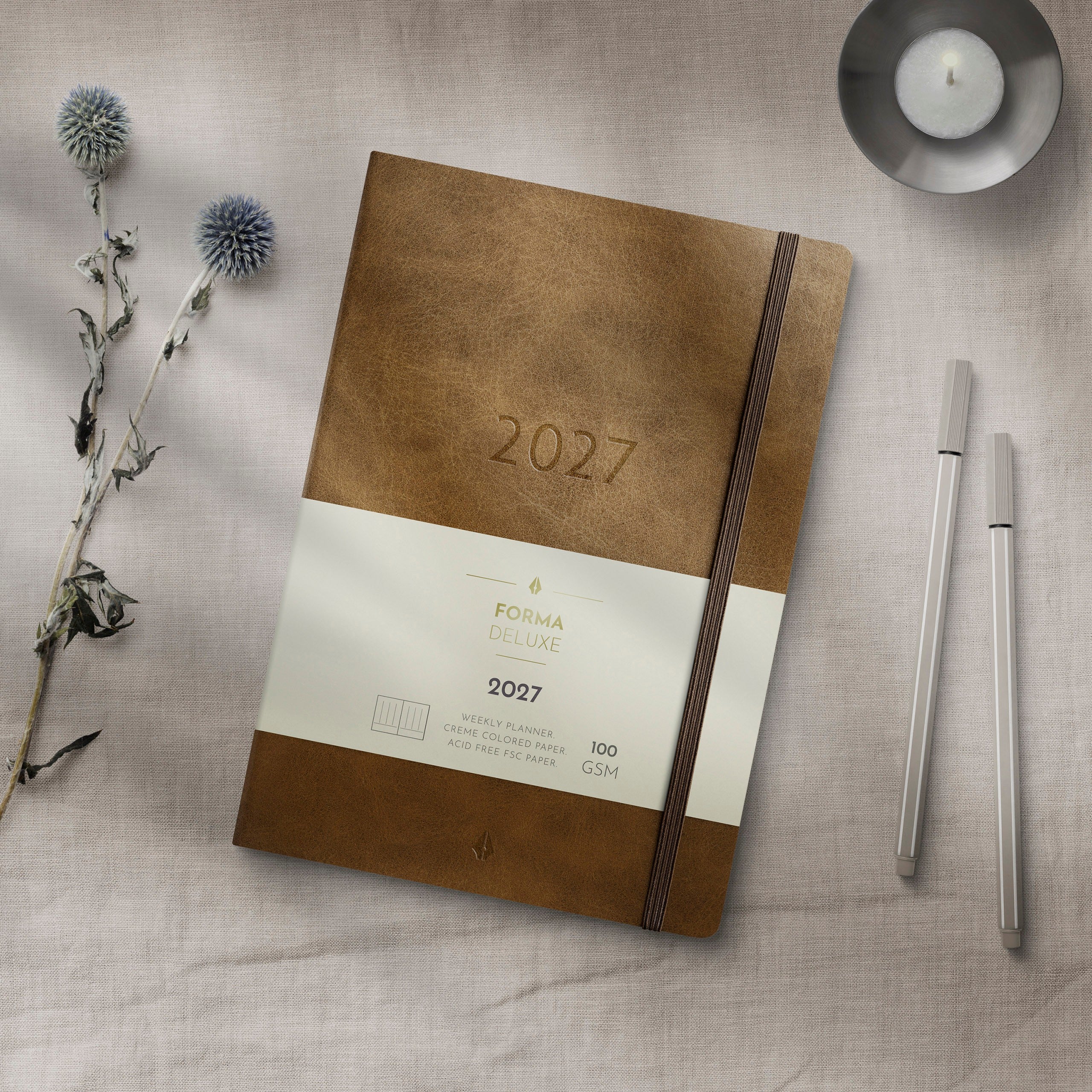 Kalenteri 2027 Business Forma Deluxe ruskea