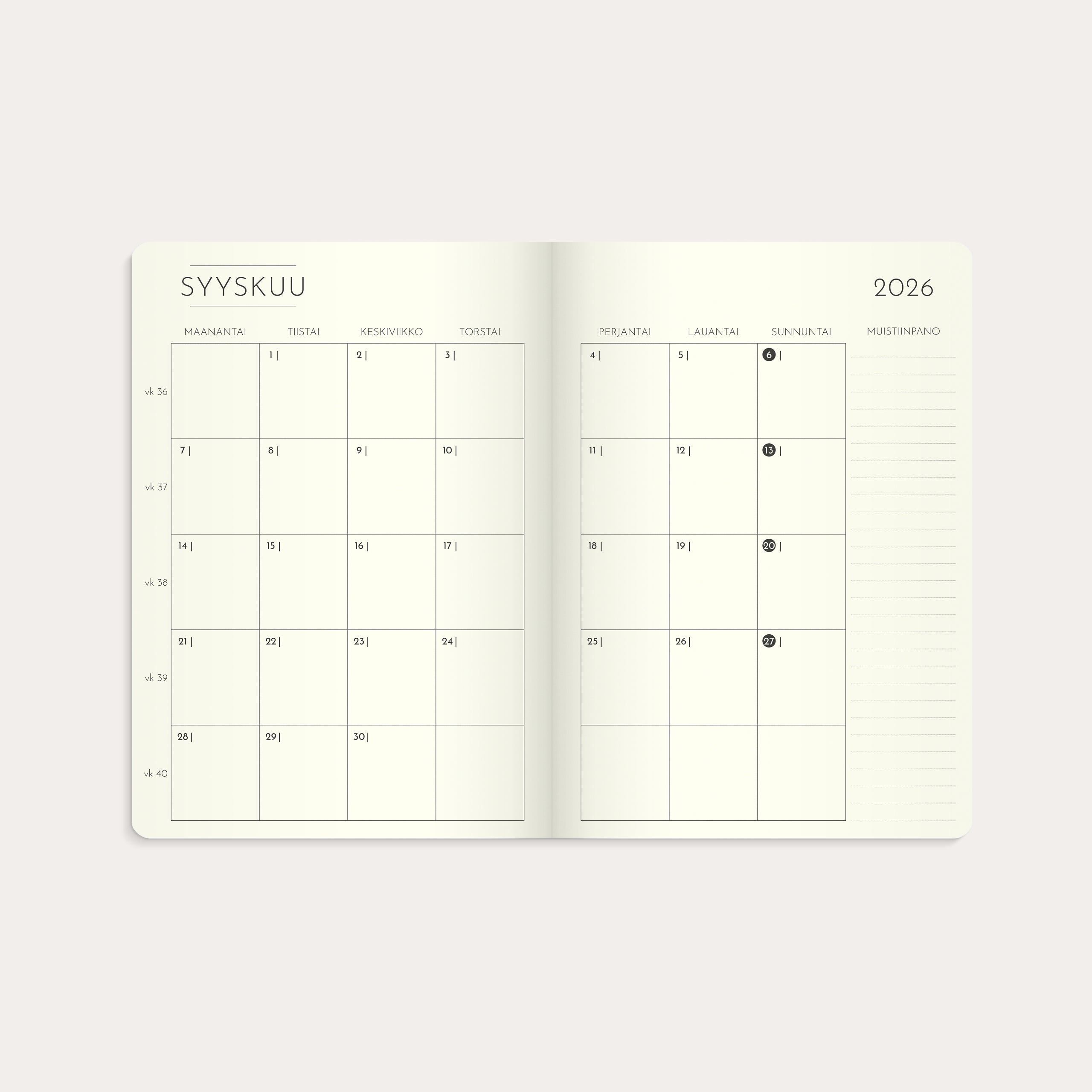 Kalenteri 2026 Weekly Deluxe