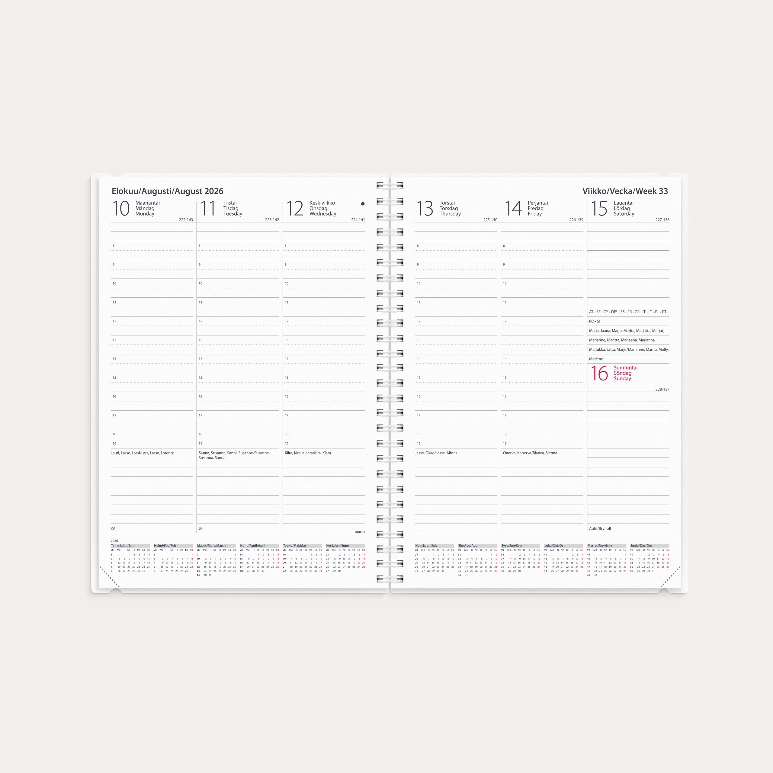 Kalenteri 2026 Weekly 4 in 1