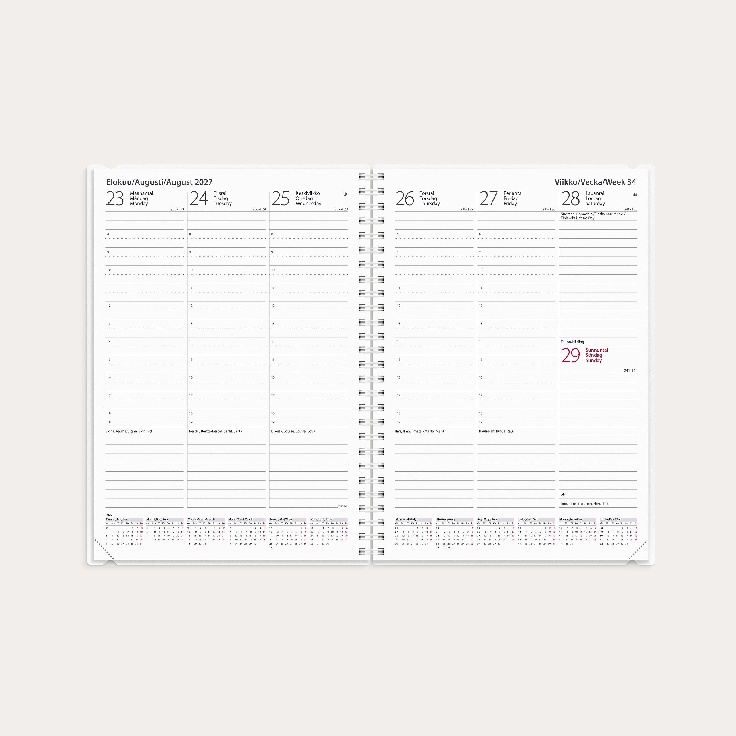 Kalenteri 2027 Weekly 4 in 1