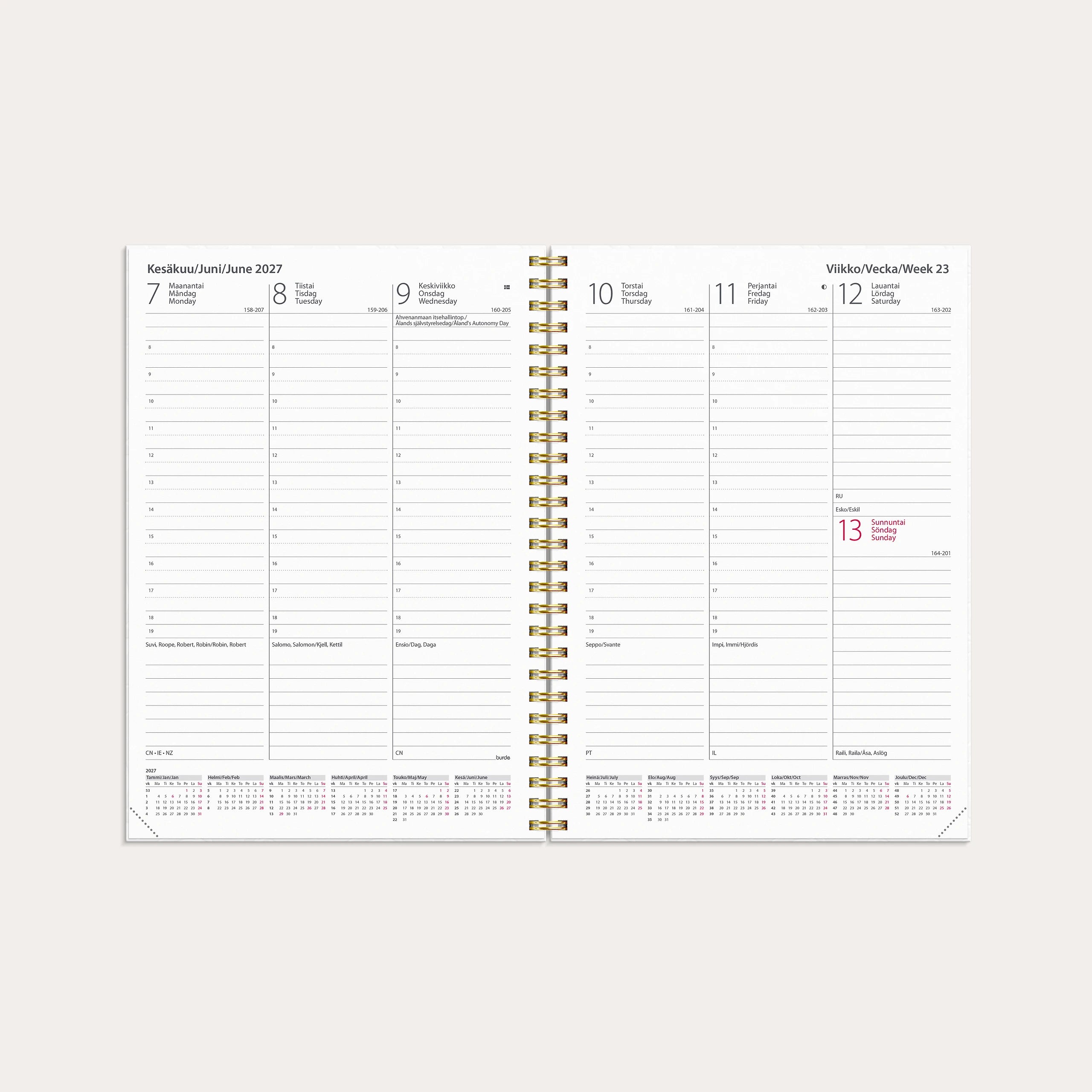 Kalenteri 2027 Weekly White