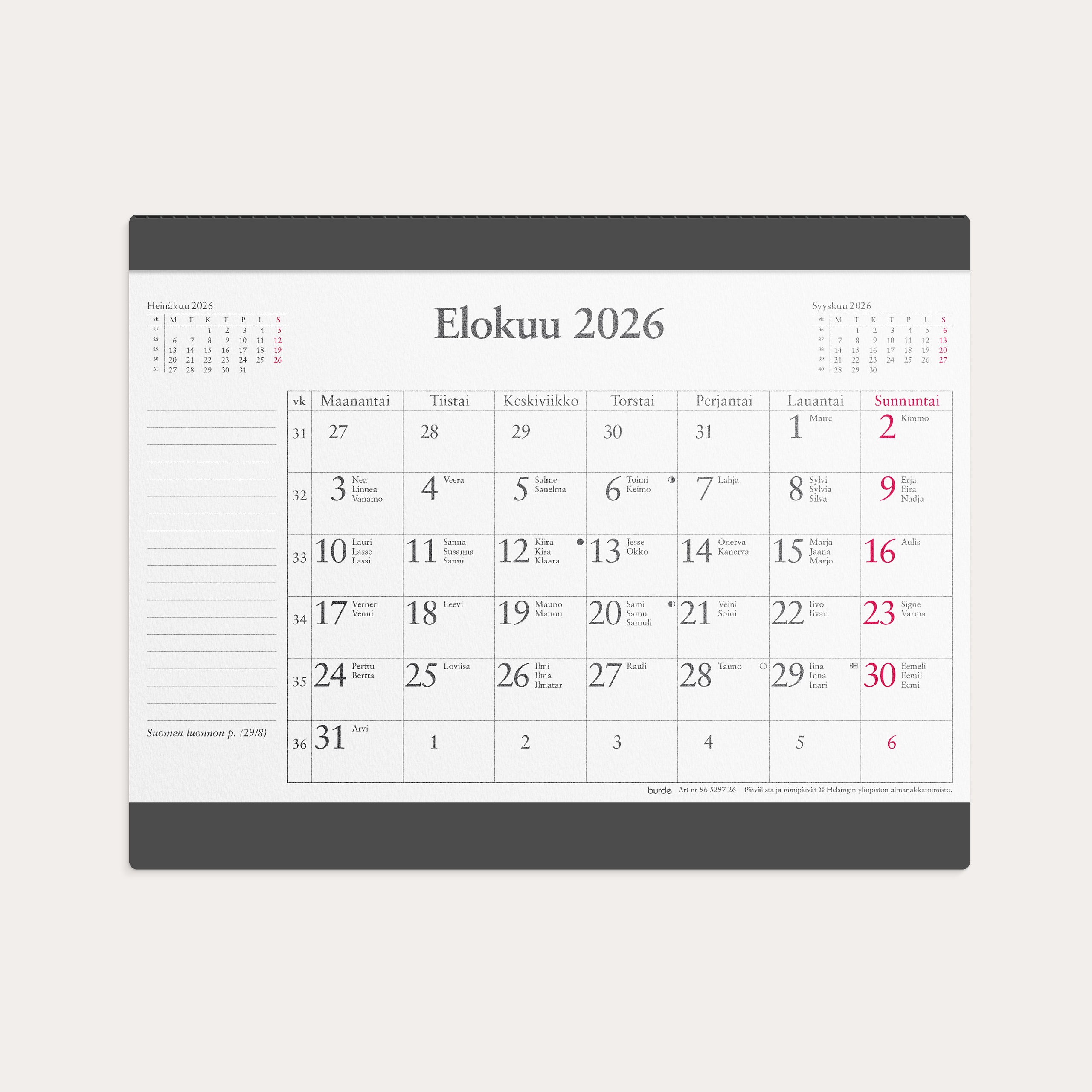 Hiirimatto kuukausikalenterilla 2026