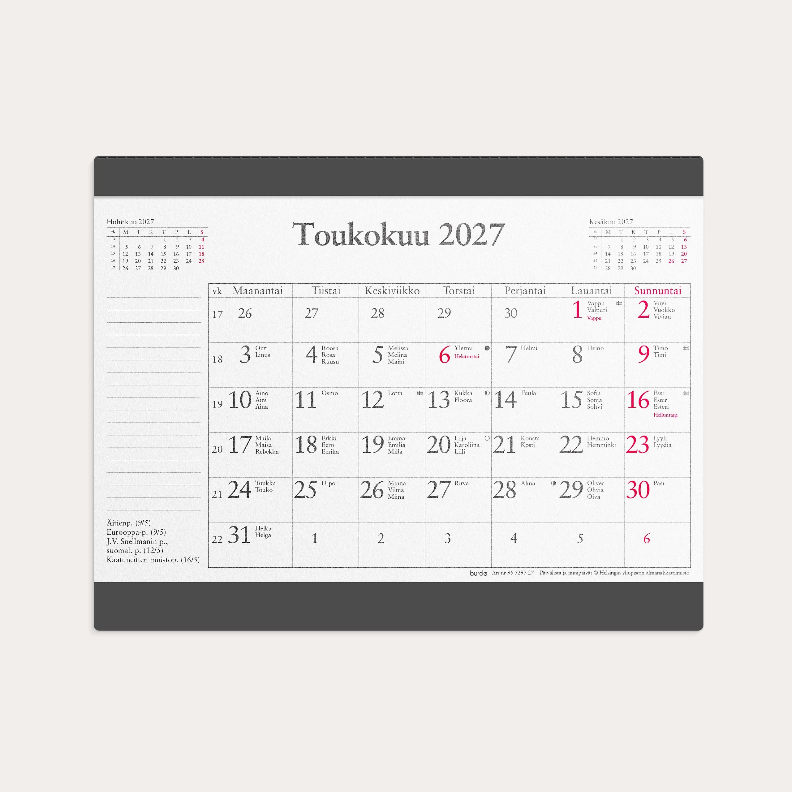 Hiirimatto kuukausikalenterilla 2027
